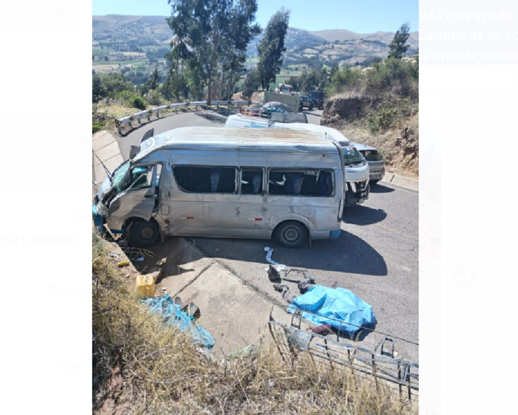 El despiste de una combi deja una persona fallecida y siete heridas de consideración en la carretera Ayacucho-Andahuaylas, en la provincia de Cangallo. Foto: ANDINA/difusión.