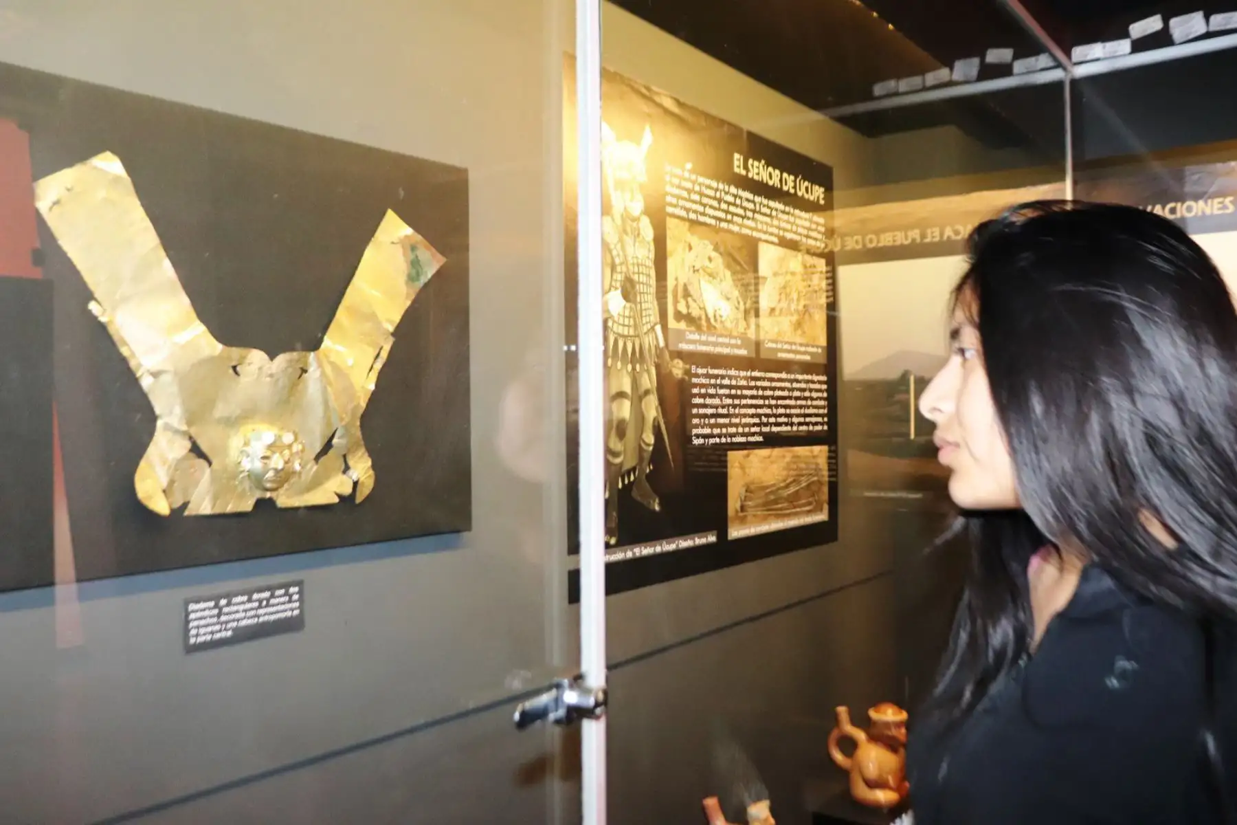 Por primera vez, el museo Tumbas Reales de Sipán, ubicado en la ciudad de Lambayeque presenta en su exposición temporal la Tumba de la Mujer con el Huaco Erótico, excavada con todo un contexto ceremonial en el complejo arqueológico de Úcupe. Foto: ANDINA/ Difusión