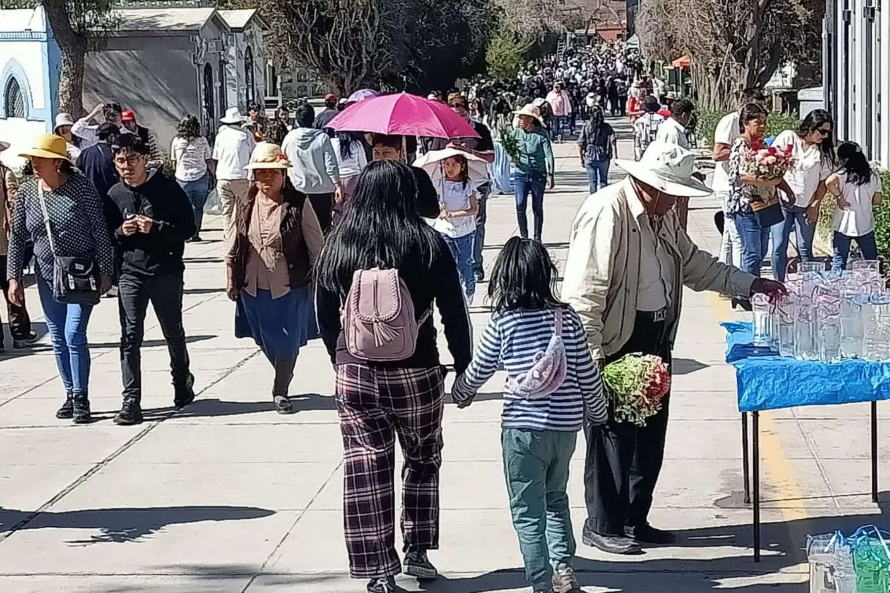 Miles de personas visitan los campos santos, en Arequipa, al recordarse hoy el Día de Todos los Santos. Desde tempranas horas de la mañana la gente empezó a llegar a los cementerios para visitar a sus familiares fallecidos. Foto: ANDINA/Rocío Méndez