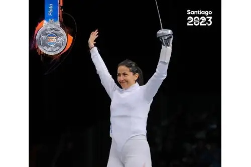 Esgrimista María Luisa Doig tuvo una extraordinaria actuación en Santiago 2023. Foto: IPD/Difusión.