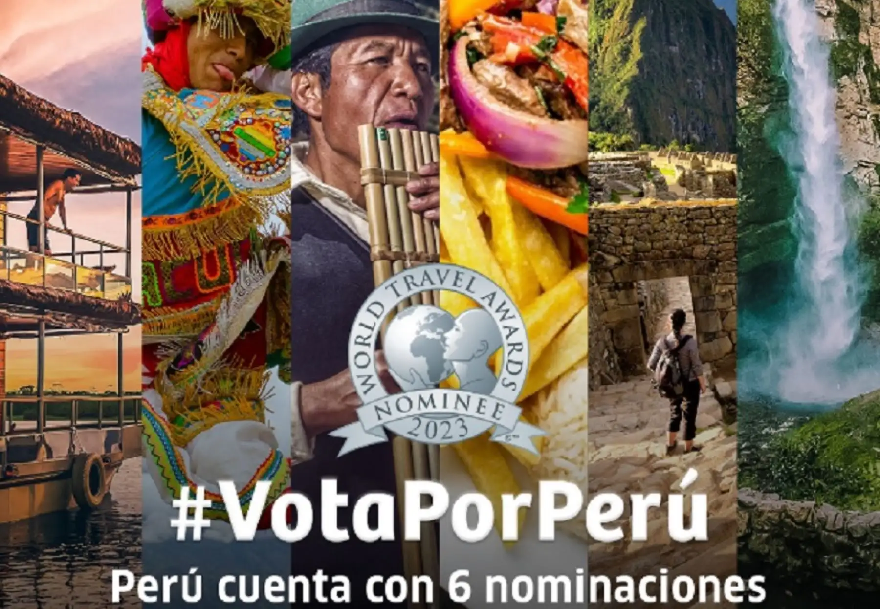 Seis son las categorías en las que Perú compite en la edición global 2023 de los World Travel Awards, las cuales evidencian su majestuosidad en belleza paisajística, biodiversidad, cultura, sostenibilidad, hospitalidad, gastronomía y muchos otros atributos que motivan a los turistas de todo el planeta a visitar nuestro país y vivir una experiencia única e inolvidable.