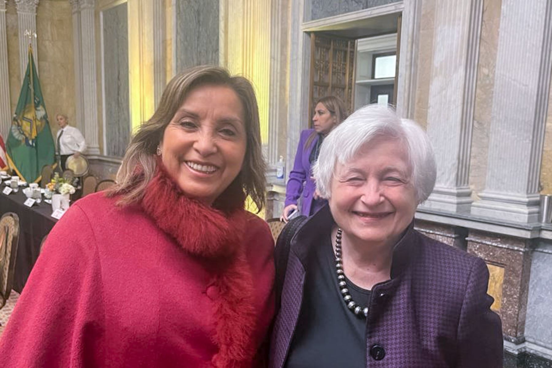 Presidenta Dina Boluarte y la secretaria del Tesoro de EE UU, Janet Yellen, ANDINA/Prensa Presidencia