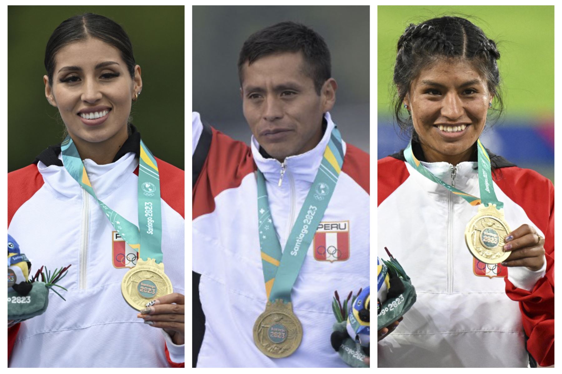 Kimberly García, Cristhian Pacheco y Luz Mery Rojas son atletas de Huancayo, capital de la región Junín, y han ganado medallas de oro para el Perú en los Panamericanos 2023. Imagen: Ilustración