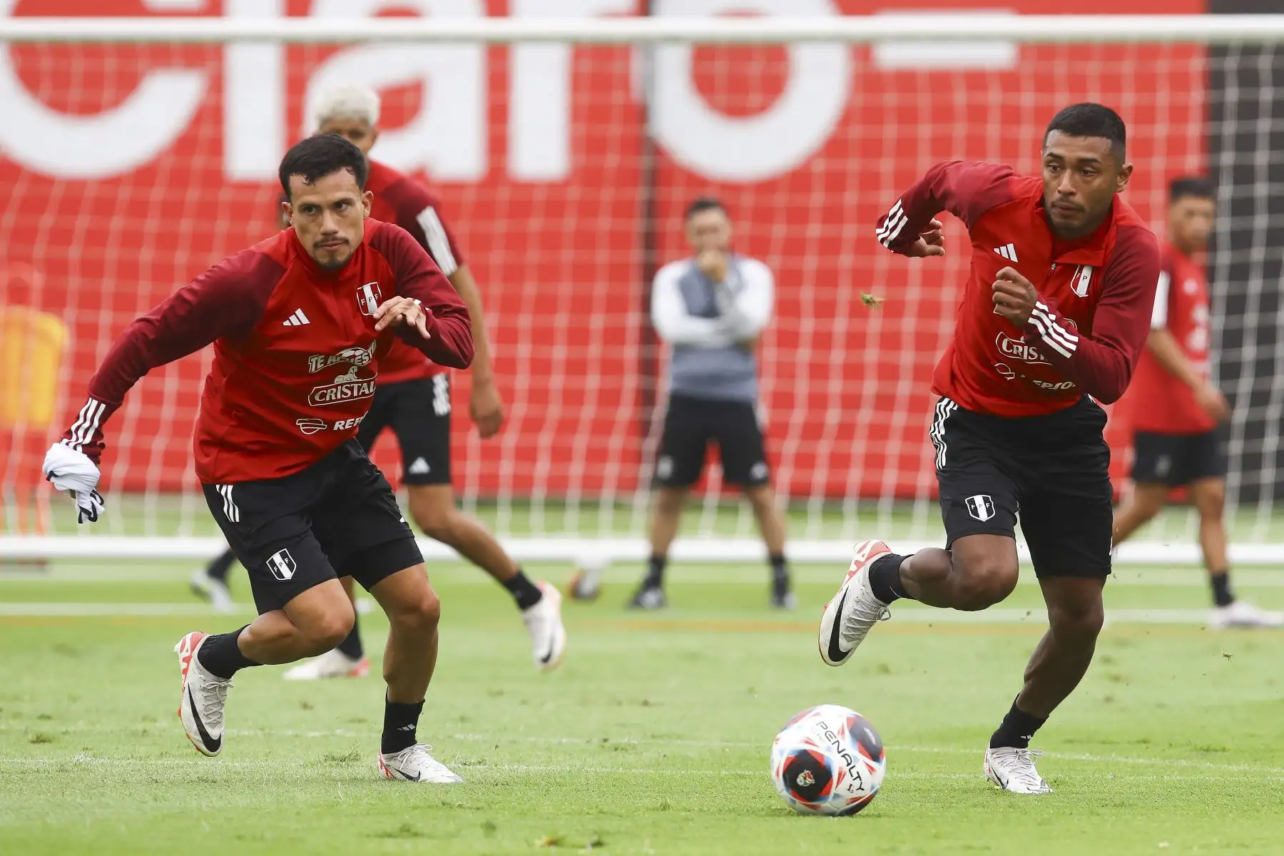 Jugadores de la Selección Peruana de Fútbol continúan con sus entrenamientos en la Videna de San Luis con miras a sus próximos partidos de Eliminatorias rumbo al Mundial de Fútbol 2026. Foto: FPF