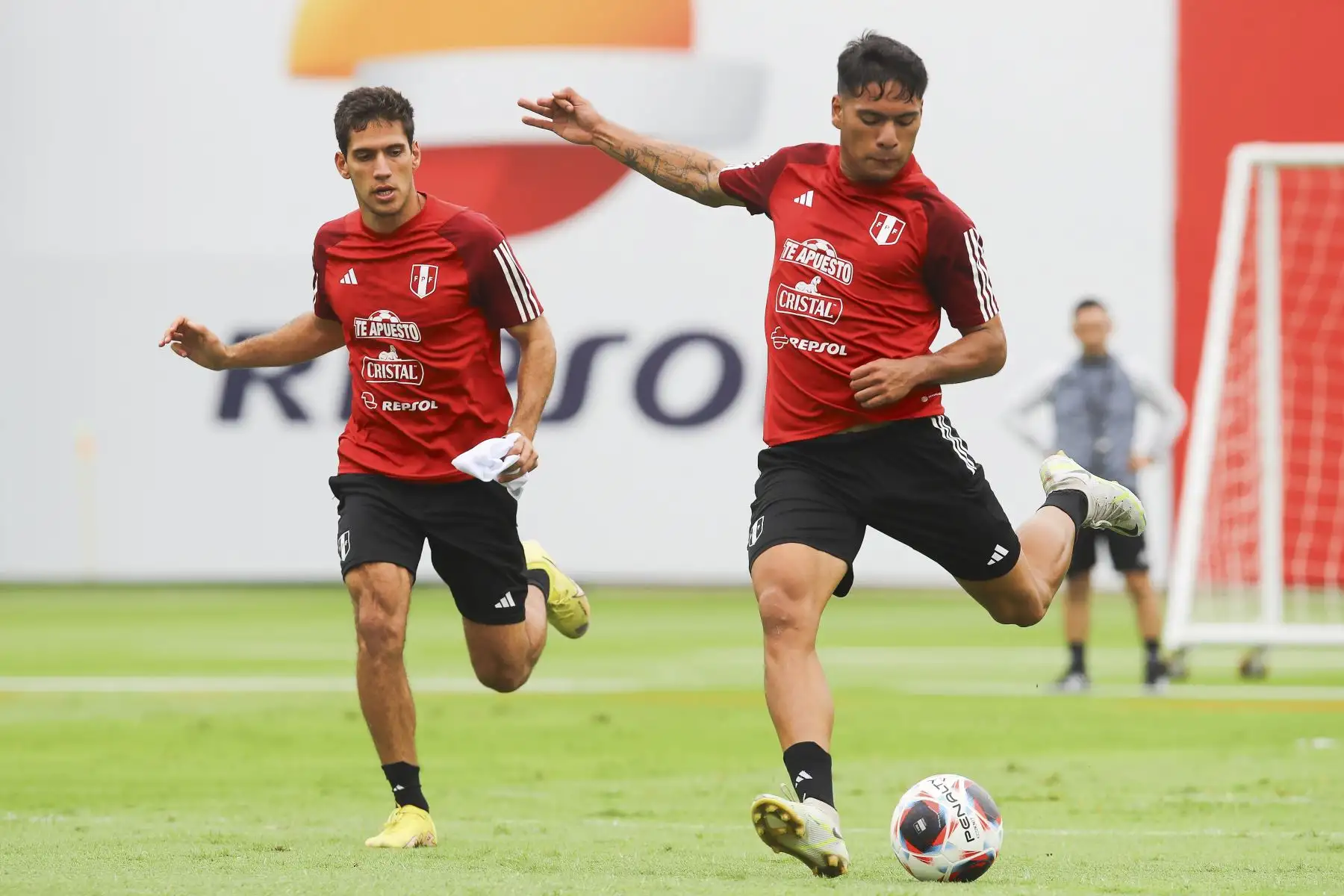 Jugadores de la Selección Peruana de Fútbol continúan con sus entrenamientos en la Videna de San Luis con miras a sus próximos partidos de Eliminatorias rumbo al Mundial de Fútbol 2026. Foto: FPF