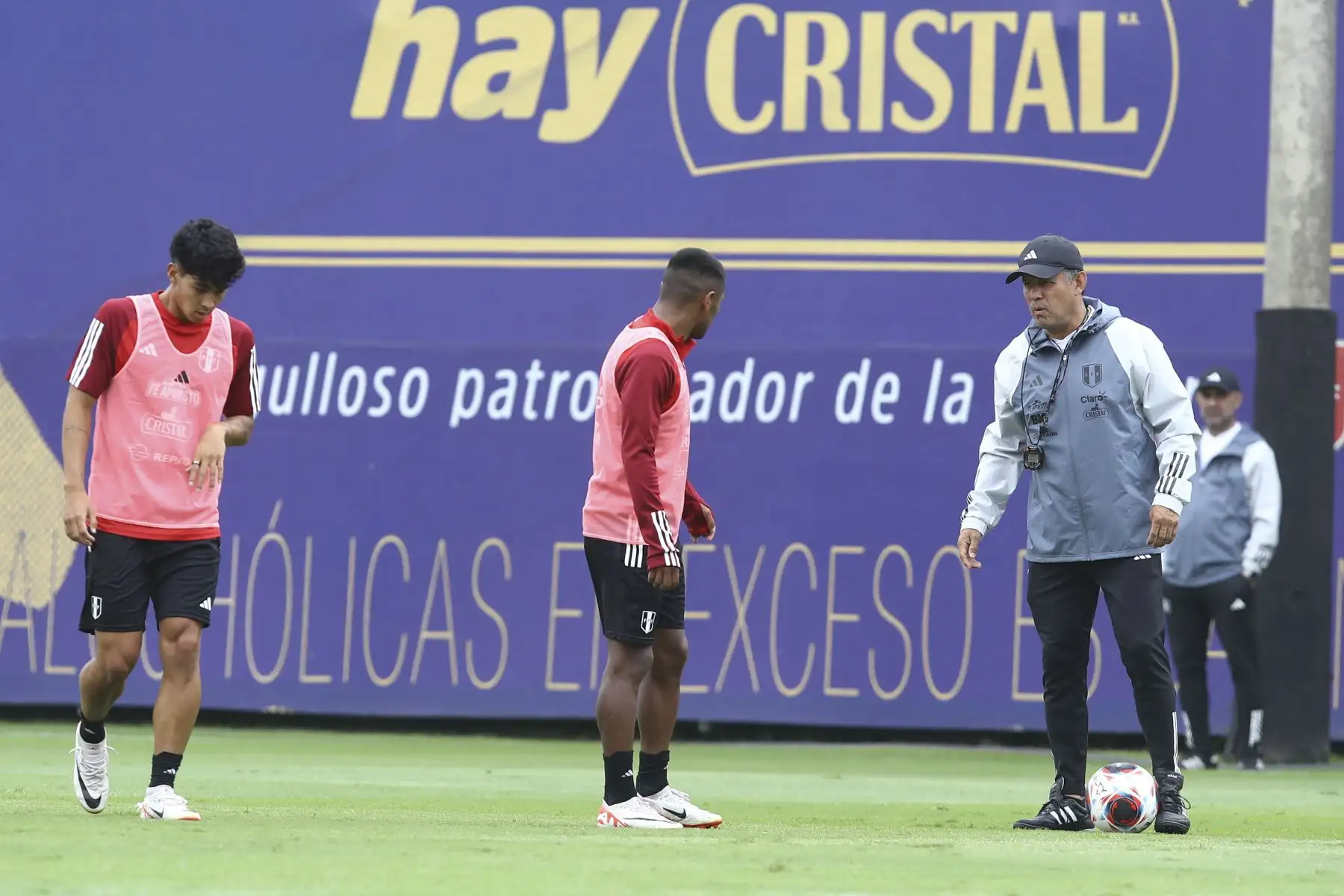 Jugadores de la Selección Peruana de Fútbol continúan con sus entrenamientos en la Videna de San Luis, en la Imagen entrenador Juan Reynoso, con miras a sus próximos partidos de Eliminatorias rumbo al Mundial de Fútbol 2026. Foto: FPF