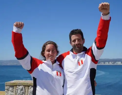 Caterina Romero y Stefano Peschiera, medallistas panamericanos peruanos en vela. Foto: cortesía.
