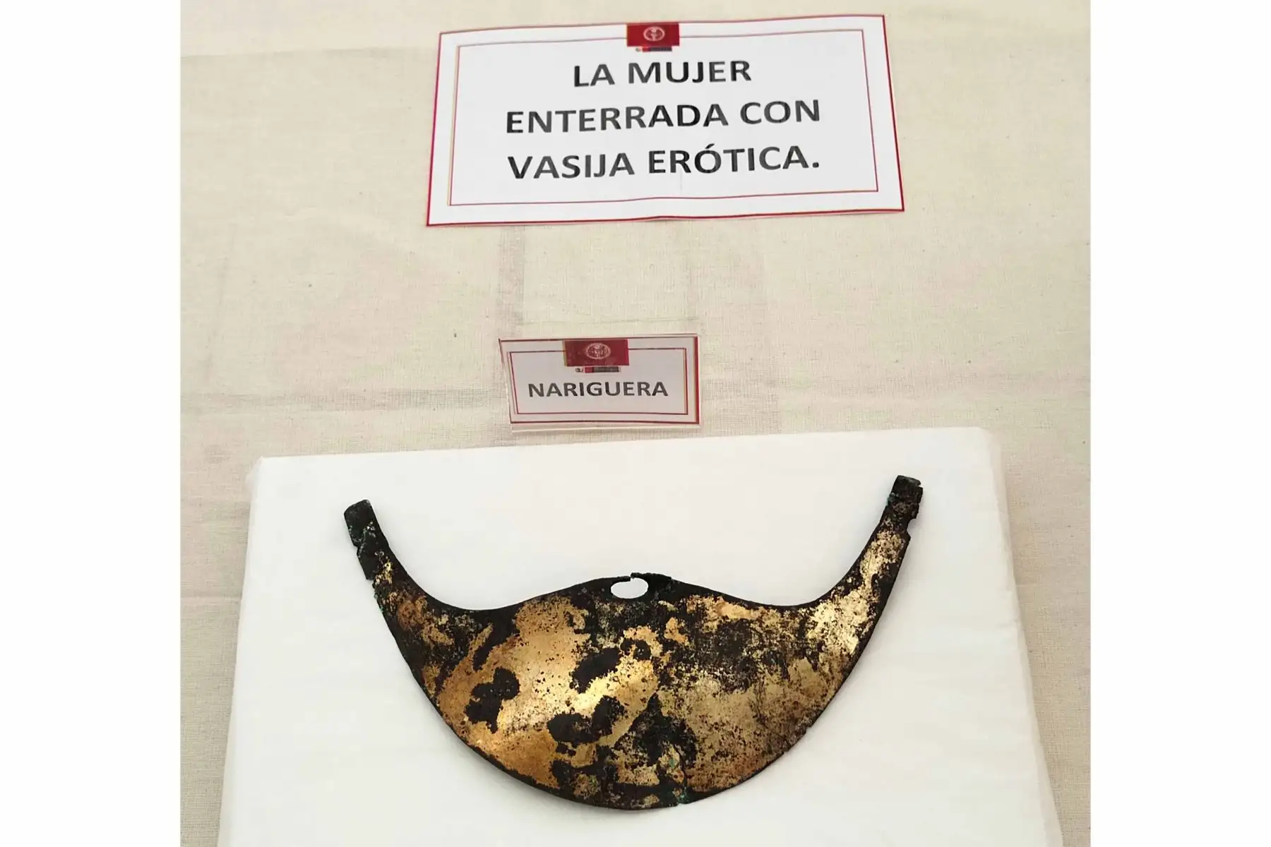 Estos objetos fueron descubiertos en el 2019 por el reconocido arqueólogo Walter Alva en Huaca El Pueblo de Úcupe, donde se documentaron tres tumbas de élite. Allí fueron sepultados, un guerrero, una mujer acompañada de un niño y un niño sepultado con los objetos de un guerrero adulto. Foto: ANDINA