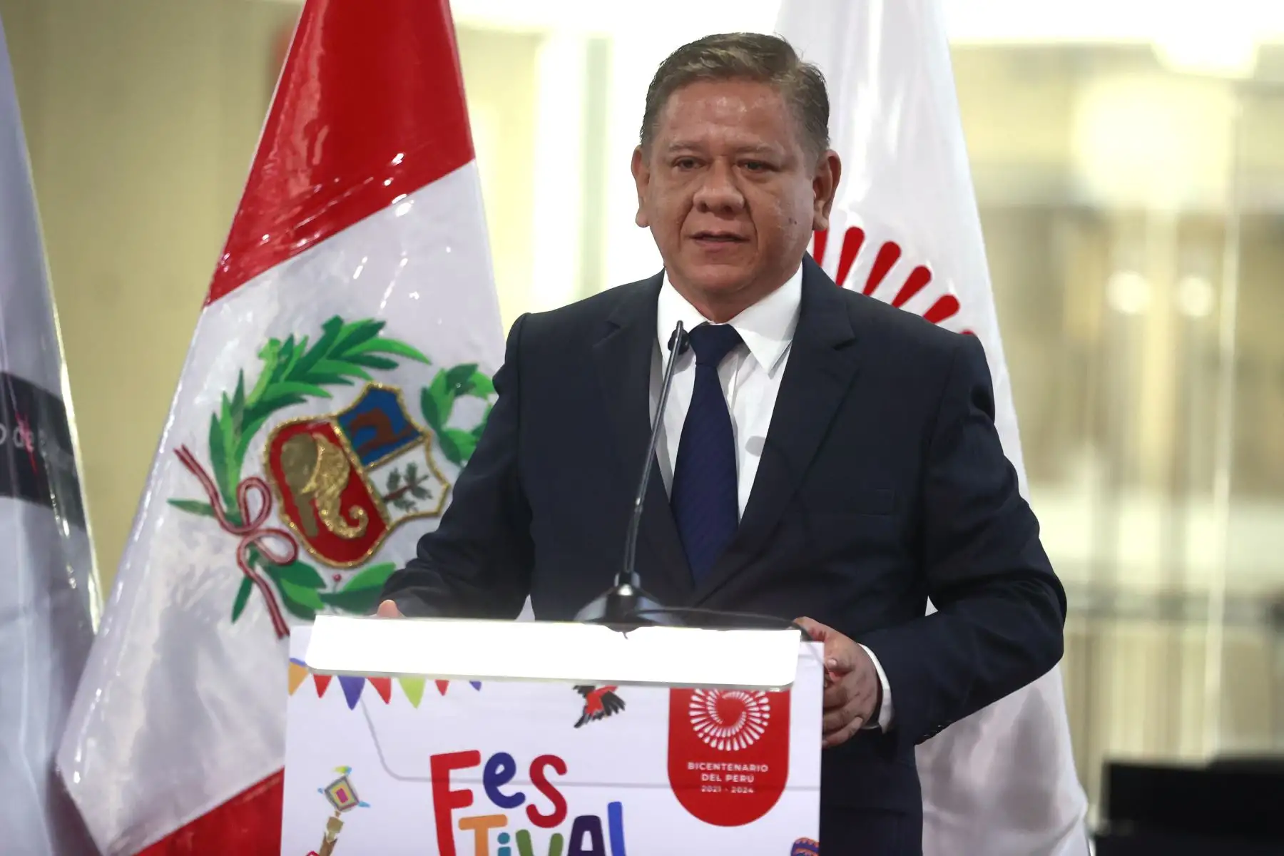 El alcalde de la Municipalidad Provincial de Maynas, Germán Chong Ríos, participó en el lanzamiento del Primer Festival Bicentenario que se realizará en Iquitos. Foto: ANDINA/Vidal Tarqui