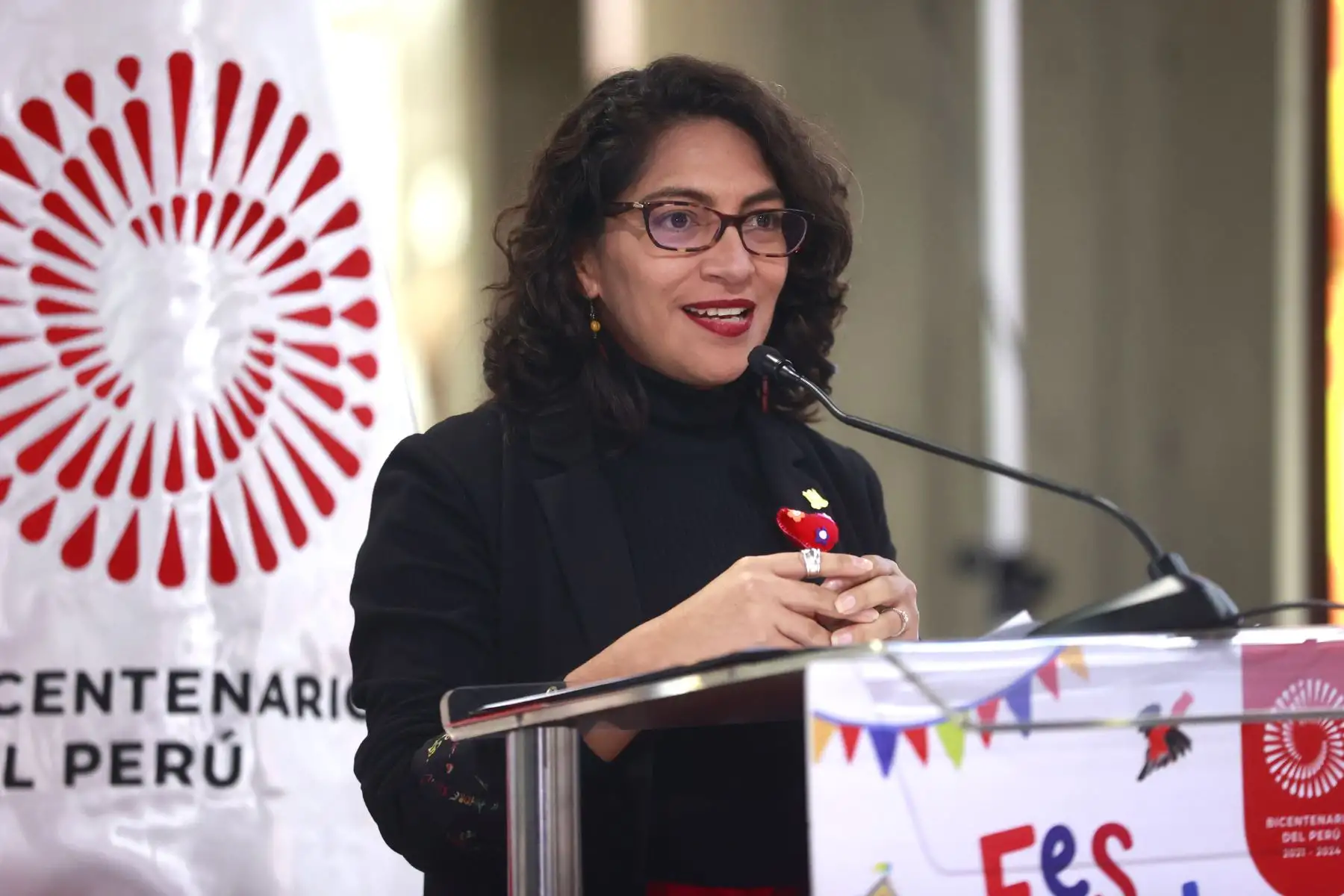 La ministra de Cultura, Leslie Urteaga, participó en el lanzamiento del Primer Festival Bicentenario que se realizará en Iquitos. Foto: ANDINA/Vidal Tarqui