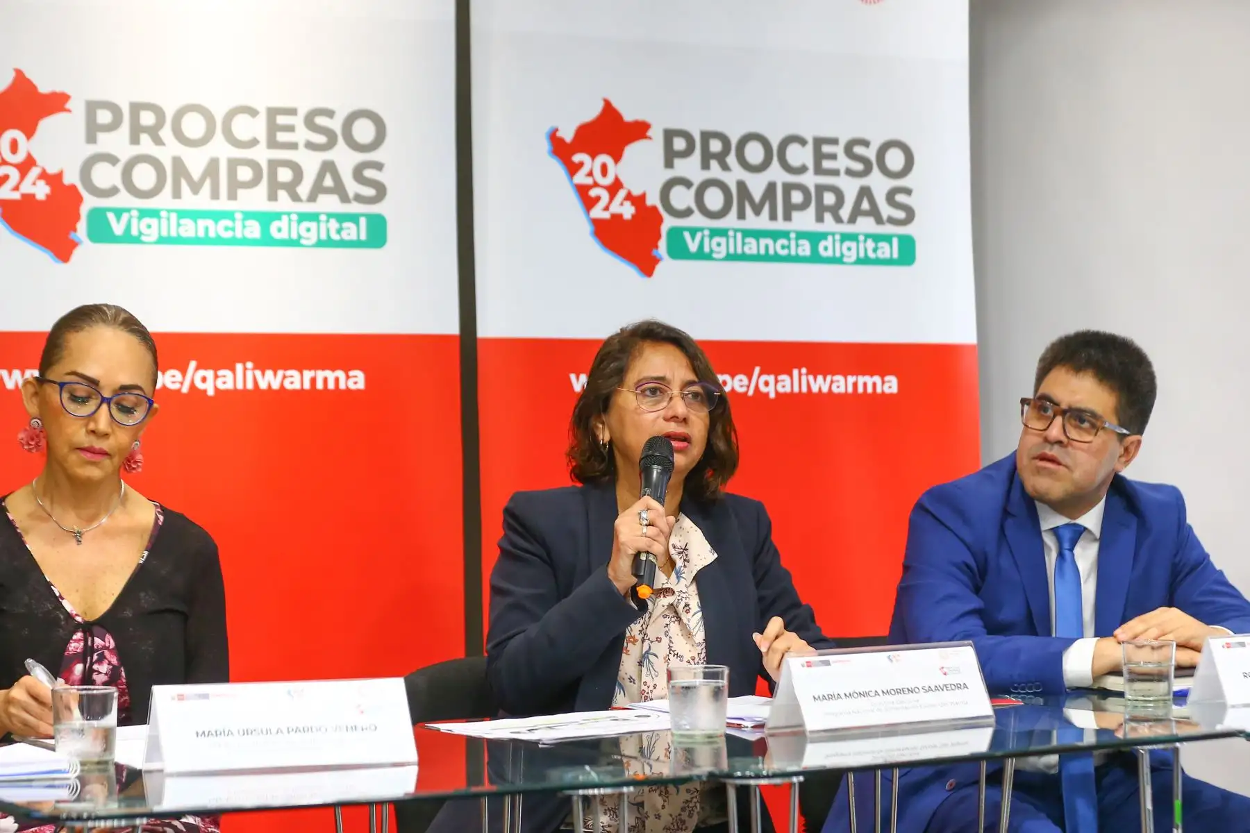 La Directora Ejecutiva del Programa Nacional de Alimentación Escolar Qali Warma, María Monica Moreno, del Ministerio de Desarrollo e Inclusión Social (Midis), ofreció el día de hoy una conferencia de prensa para presentar la primera convocatoria del Proceso de Compras Electrónico 2024; con la cual, se busca garantizar la atención del servicio alimentario escolar desde el primer día de clases del próximo año lectivo 2024.
Foto: ANDINA/Eddy Ramos