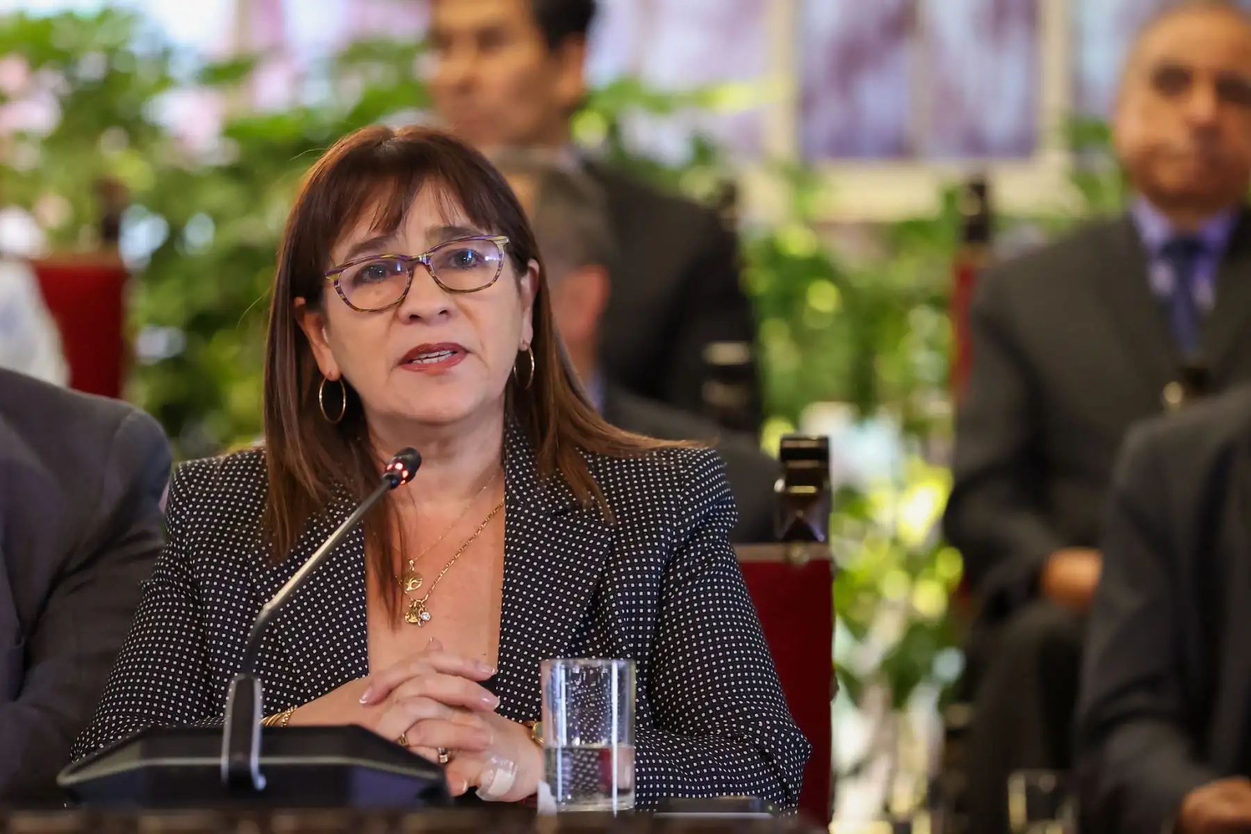 Exposición de la ministra de Educación, Miriam Ponce, durante la presentación del quinto balance de gestión del Gobierno a cargo de la presidenta Dina Boluarte, junto a los miembros del Consejo de Ministros. Foto: ANDINA/Presidencia