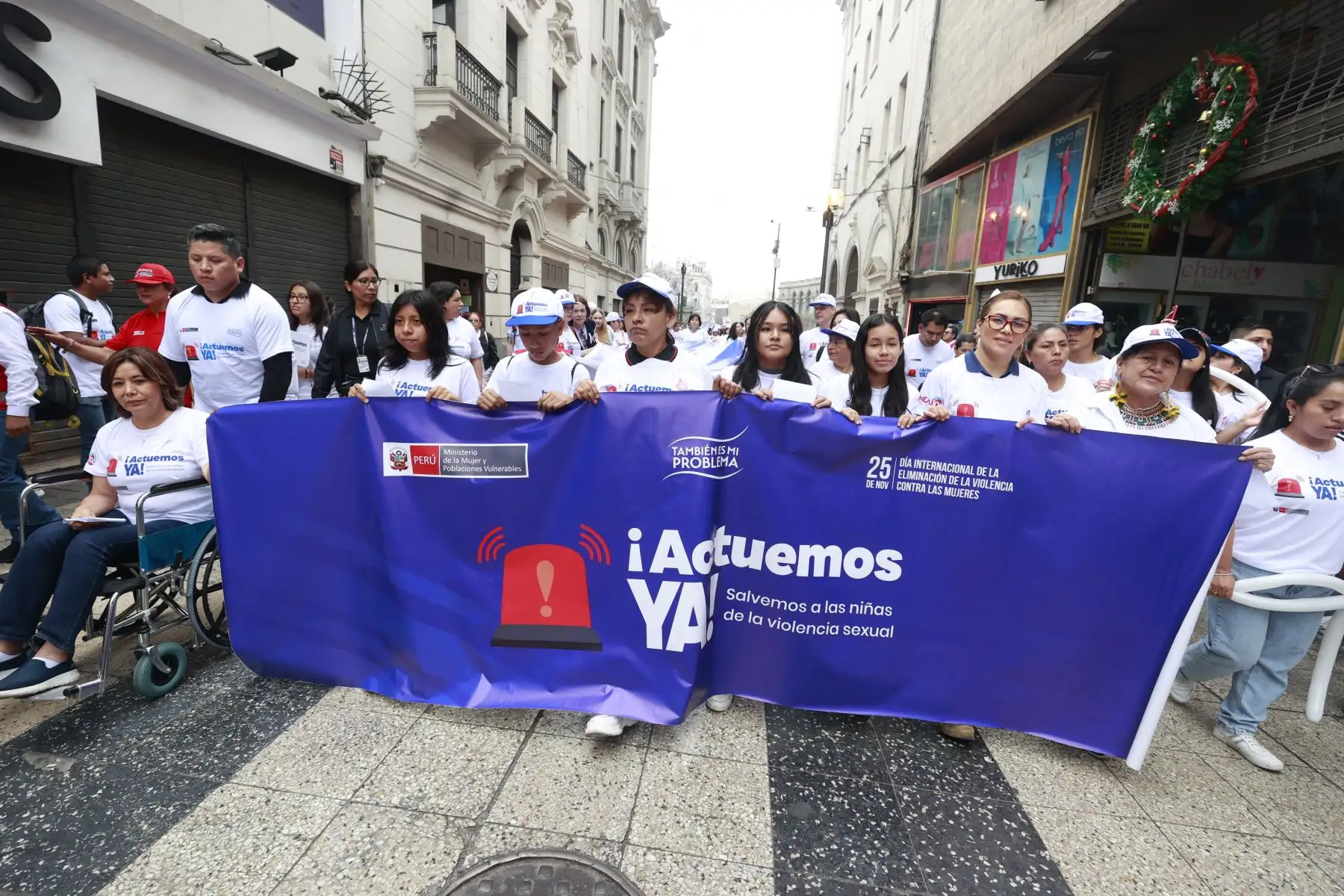 En el día Internacional de la Eliminación de la violencia contra la Mujer, Ministerio de Mujer realiza pasacalle contra la violencia hacia niñas y adolescentes "¡Actuemos YA! Salvemos a las niñas de la violencia sexual". Foto: ANDINA/ Vidal Tarqui
