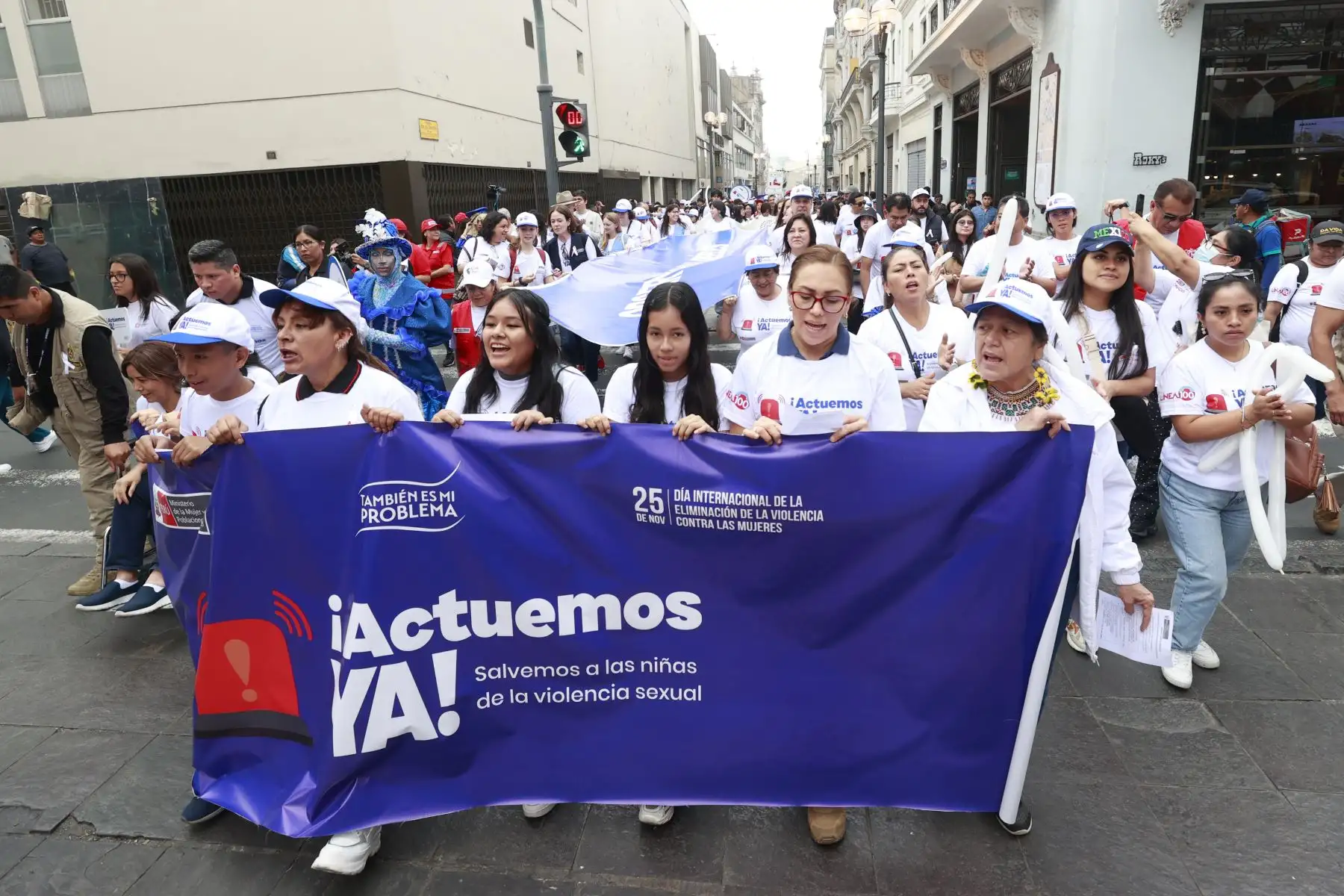 En el día Internacional de la Eliminación de la violencia contra la Mujer, Ministerio de Mujer realiza pasacalle contra la violencia hacia niñas y adolescentes "¡Actuemos YA! Salvemos a las niñas de la violencia sexual". Foto: ANDINA/ Vidal Tarqui