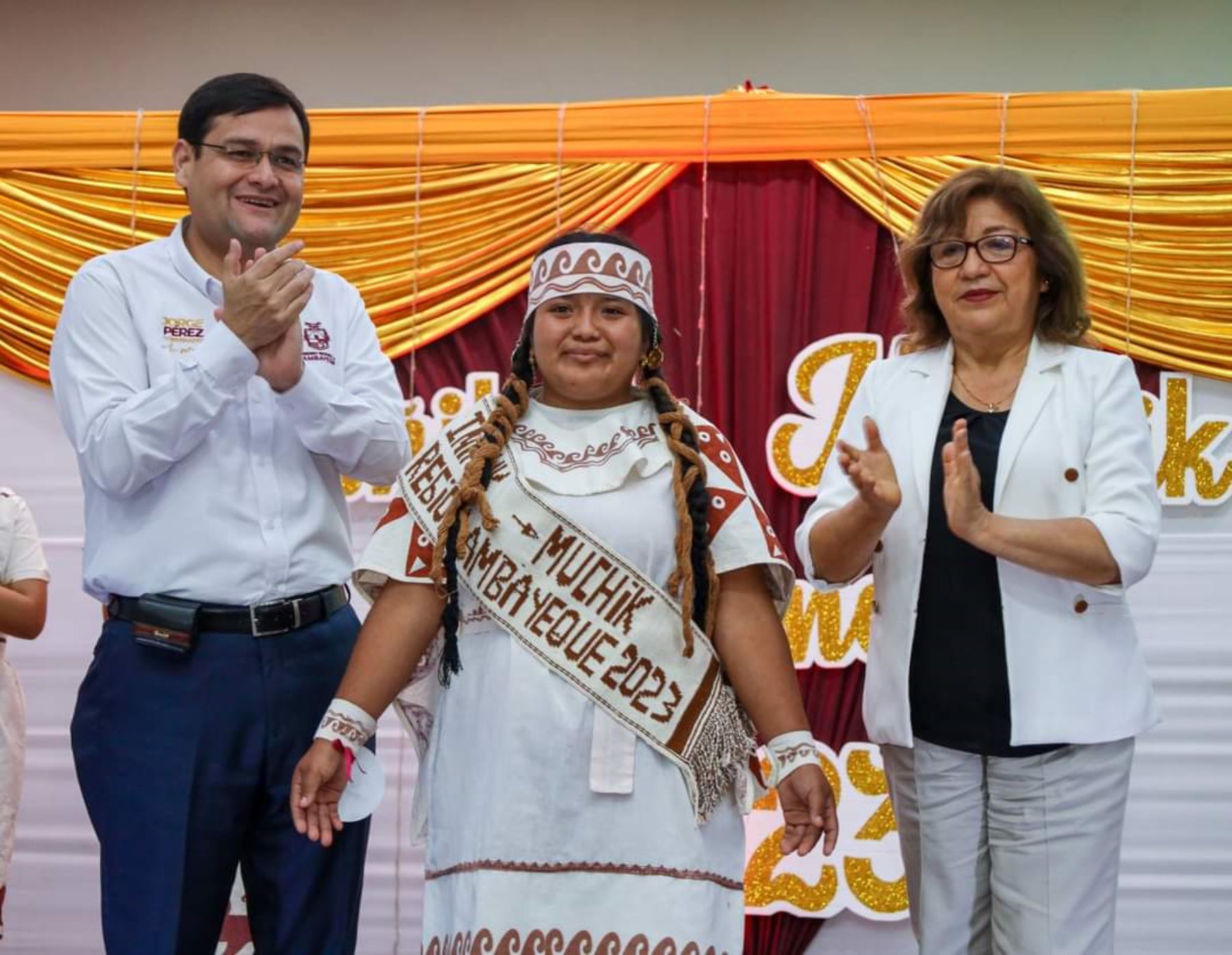 Kenji Sofía Salazar, representante del distrito de Mórrope, fue elegida como Iñikuk Muchik regional 2023 por el aniversario de creación del Gobierno Regional de Lambayeque. ANDINA/Difusión