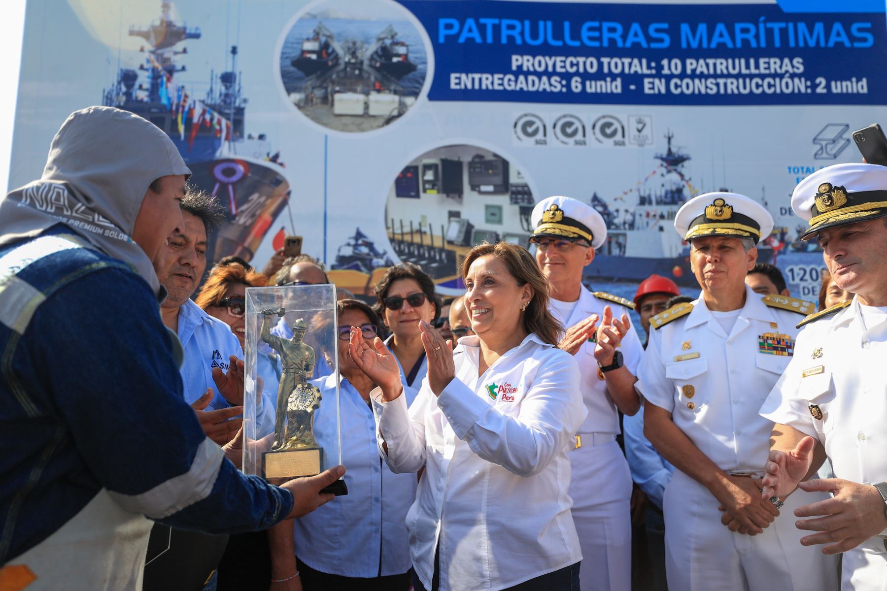 Presidenta Dina Boluarte participa en la ceremonia de colocación de quilla de las patrulleras marítimas 7 y 8, en la región Ancash
Foto: ANDINA/Prensa Presidencia