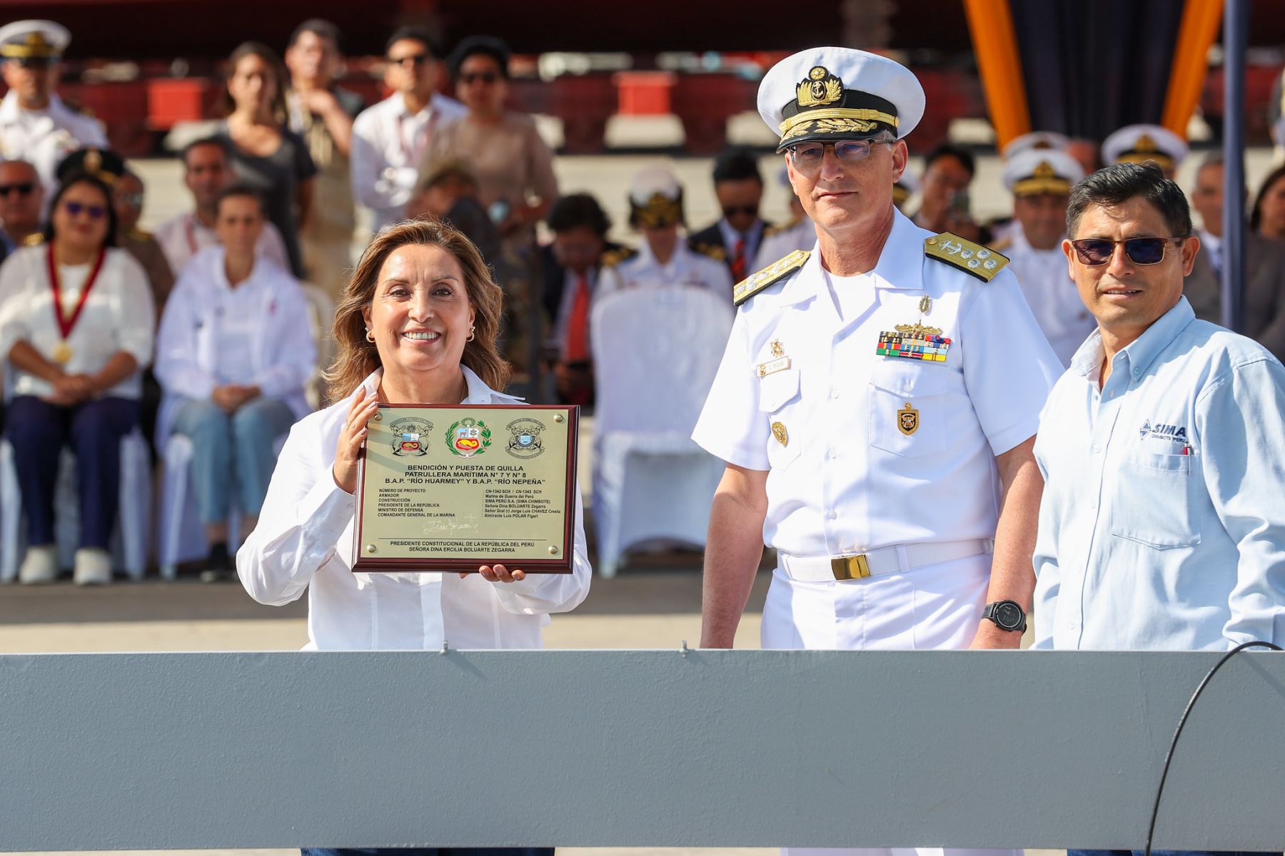 Presidenta Dina Boluarte participa en la ceremonia de colocación de quilla de las patrulleras marítimas 7 y 8, en la región Ancash
Foto: ANDINA/Prensa Presidencia