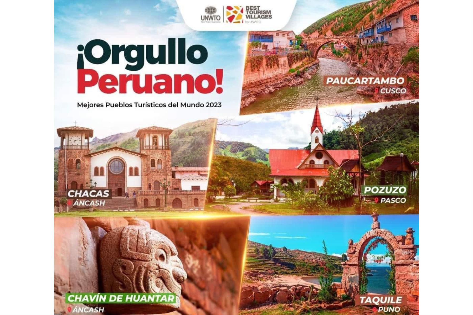 Organización Mundial de Turismo distinguió a Pozuzo Taquile, Chacas, Chavín de Huantar y Paucartambo como los "Mejores Pueblos Turísticos del Mundo 2023". ANDINA/Difusión