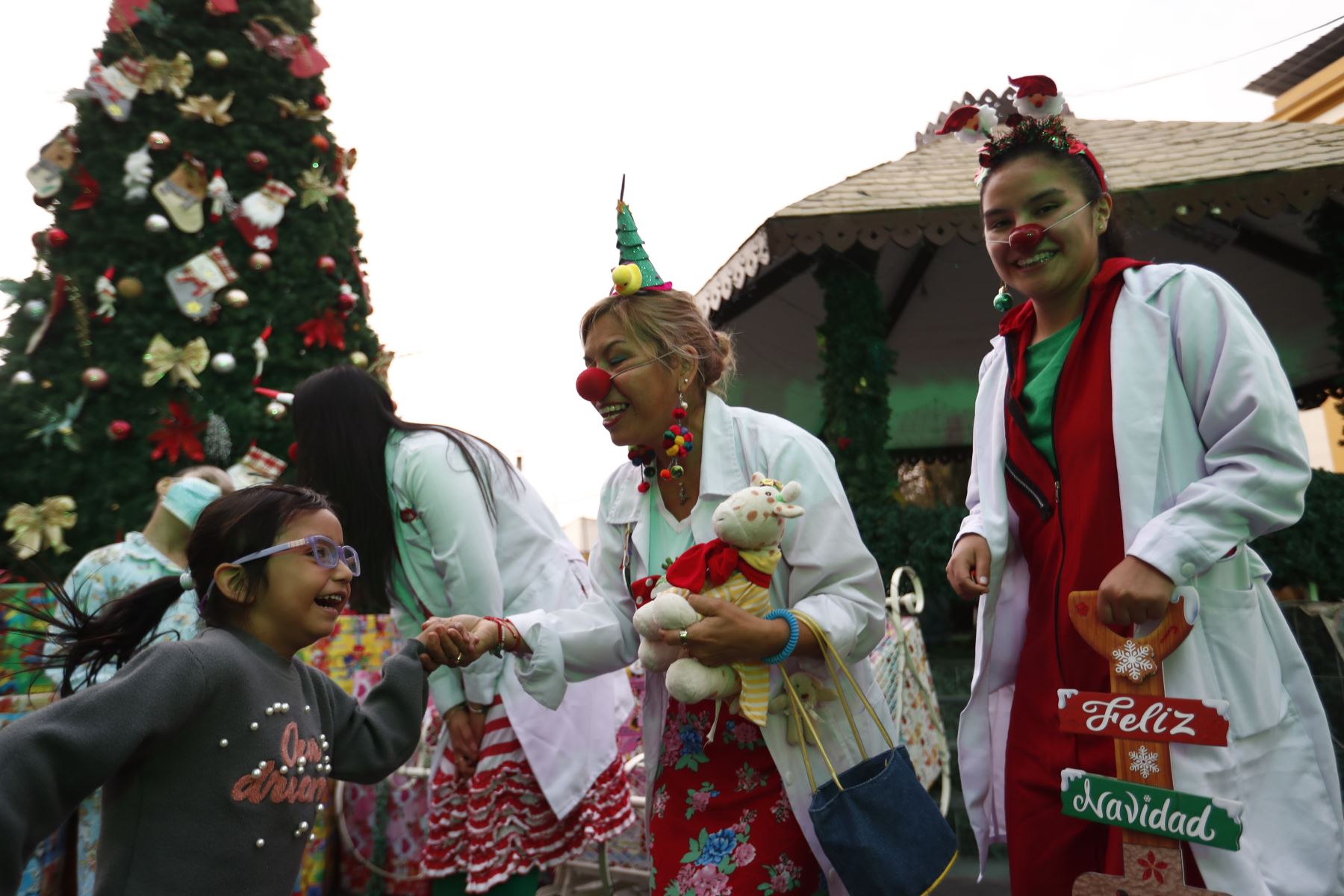 Pacientes y trabajadores del Instituto Nacional de Salud del Niño de Breña celebraron el inicio del mes de la Navidad con el tradicional encendido del árbol navideño. Foto: ANDINA/Daniel Bracamonte