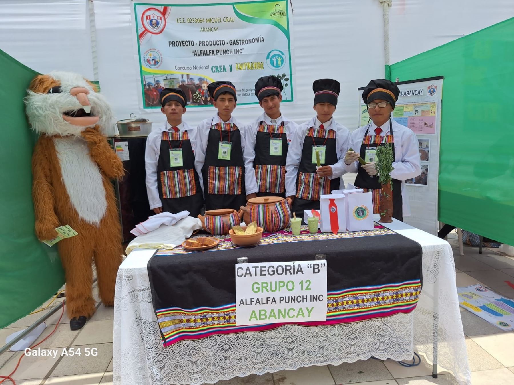 Estudiantes del colegio Miguel Grau de Abancay ganaron la fase nacional del concurso Crea y Emprende 2023 con proyecto "Alfalfa punch INC". Foto: Guillermo Sierra