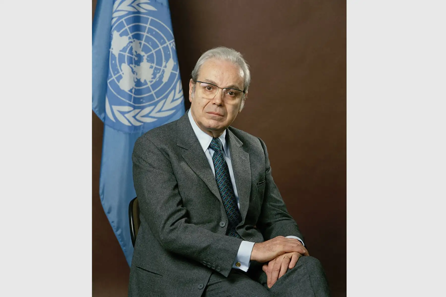 Naciones Unidas, Nueva York - 01  marzo 1987 / Retrato de Javier Pérez de Cuéllar, secretario general de las Naciones Unidas.  Foto: United Nations Photo