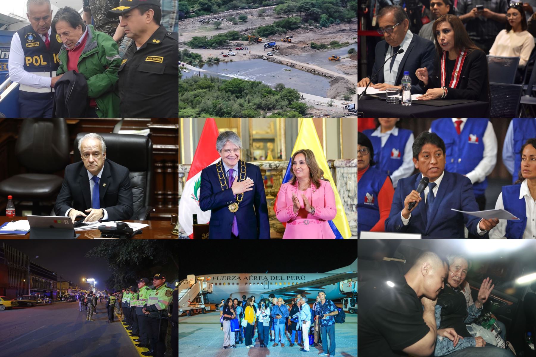 Collage fotográfico para resumen 2023: momentos que marcaron la política peruana.
