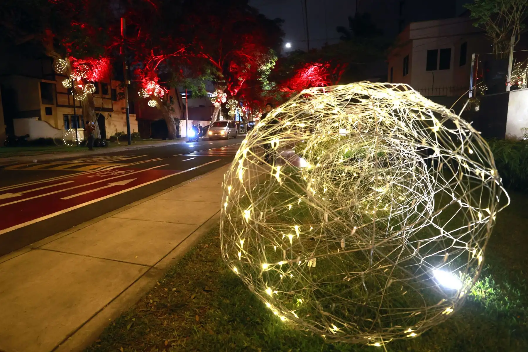 es un paseo con muchas luces navideñas, arboles adornado y mucho espíritu festivo en la cuadra dos de la avenida Daniel Hernandez en San Isidro Foto: ANDINA/Vidal Tarqui
