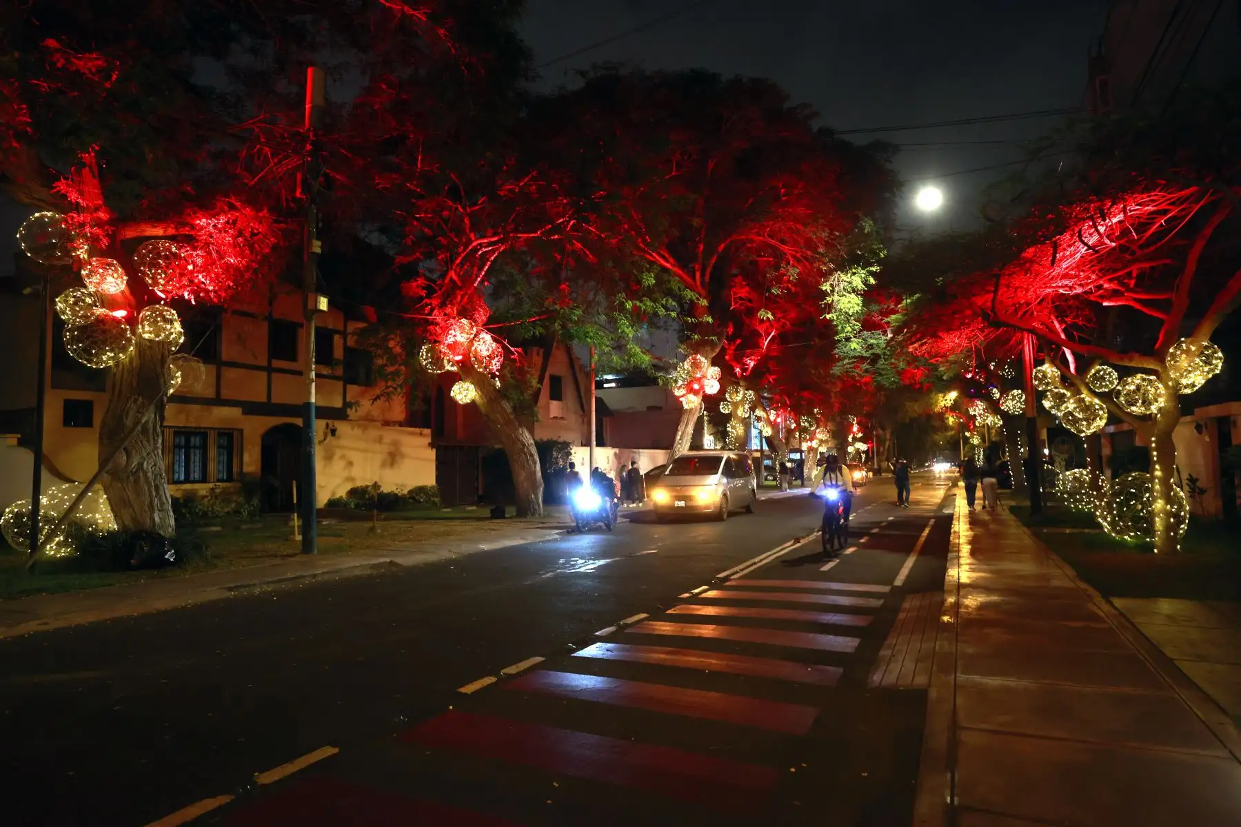 Es un paseo con muchas luces navideñas, arboles adornado y mucho espíritu festivo en la cuadra dos de la avenida Daniel Hernandez en San Isidro Foto: ANDINA/Vidal Tarqui