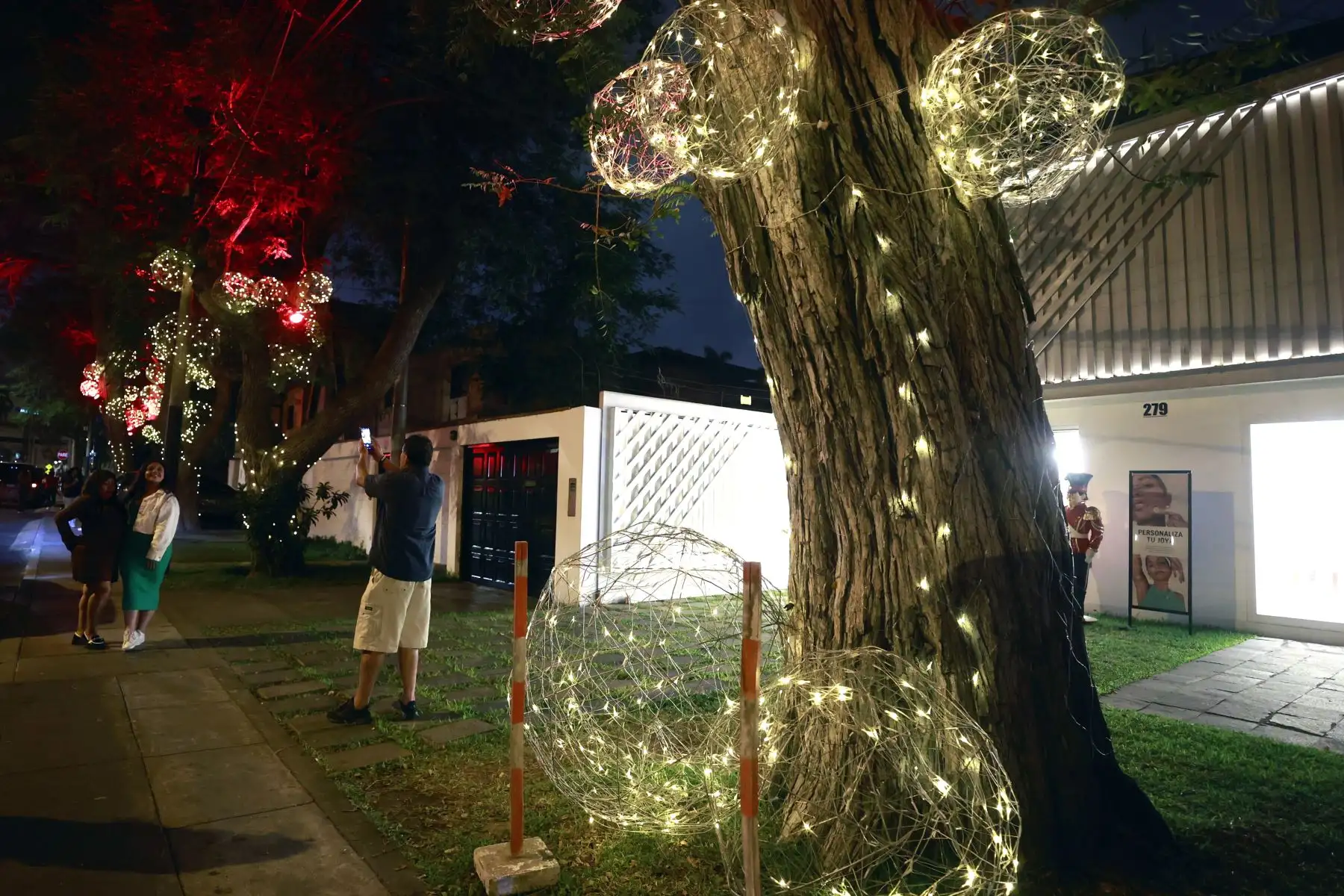 Ya se siente la magia navideña en todos los arboles de la cuadra dos de la avenida Daniel Hernandez en San Isidro Foto: ANDINA/Vidal Tarqui