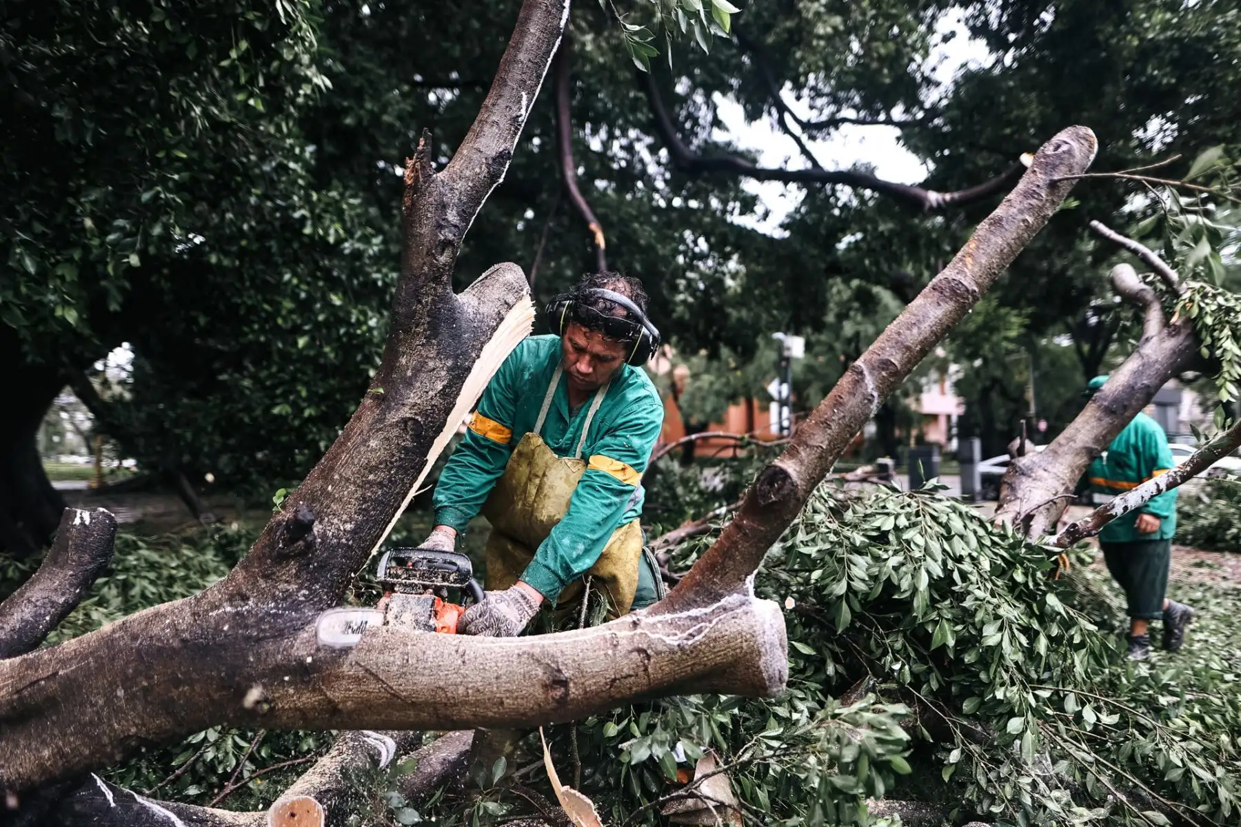 Un severo temporal de fuertes vientos y lluvia azotó en la madrugada de este domingo a la capital de Argentina, Buenos Aires, donde hubo calles inundadas, caídas de árboles, cortes en el suministro eléctrico y la cancelación de vuelos. Foto: EFE