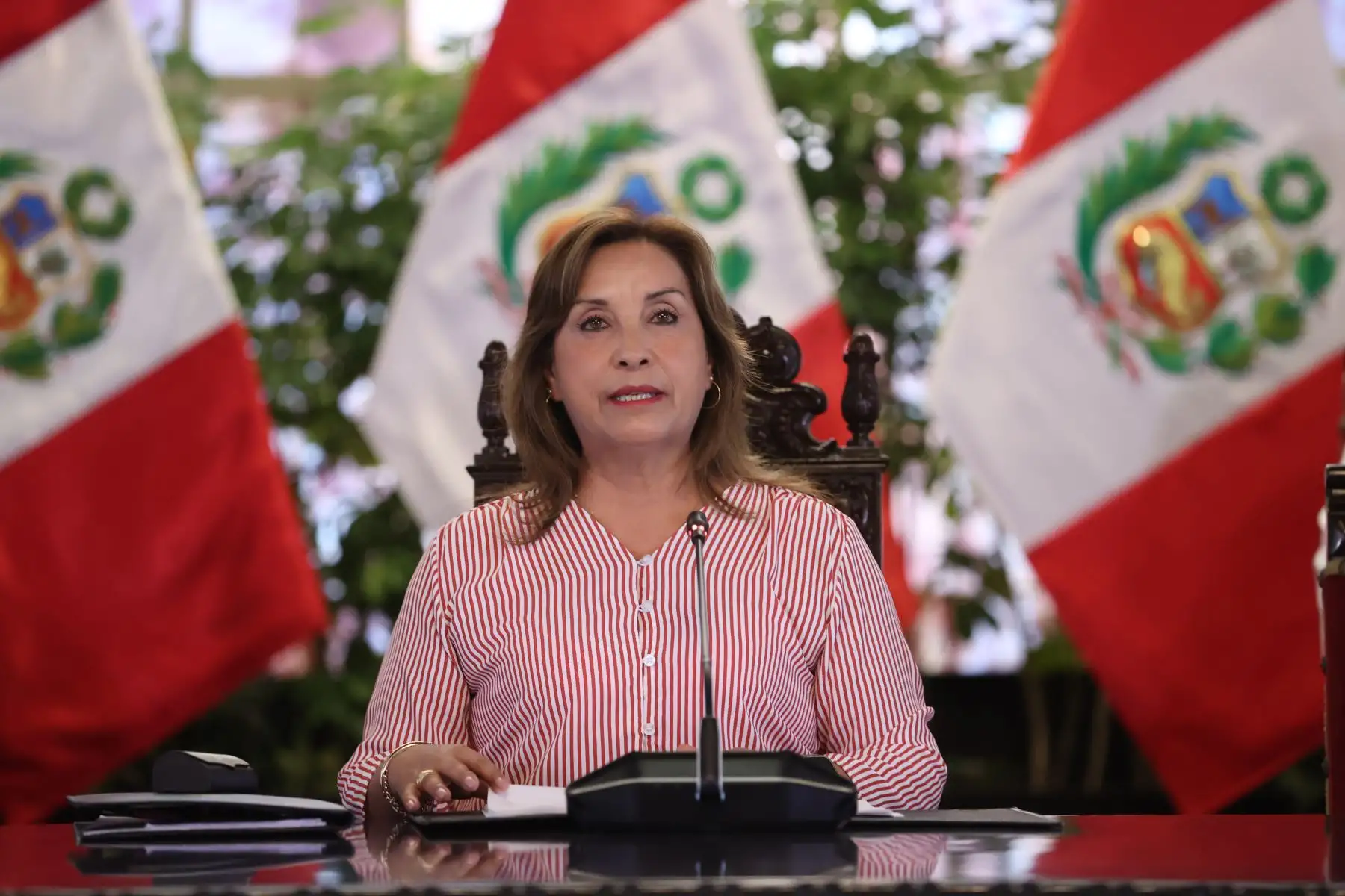 La presidenta Dina Boluarte, junto a ministros de Estado, presentan los avances del primer año de gestión 2023. Foto: ANDINA/ Prensa Presidencia