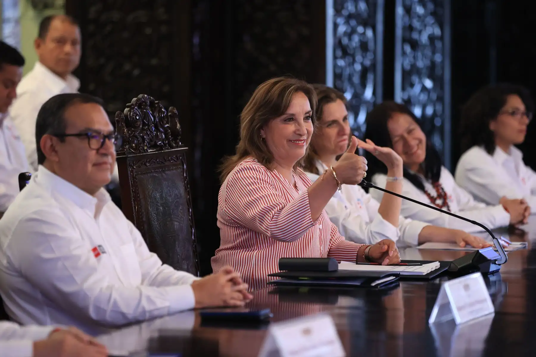 La presidenta Dina Boluarte, junto a ministros de Estado, presentan los avances del primer año de gestión 2023. Foto: ANDINA/ Prensa Presidencia