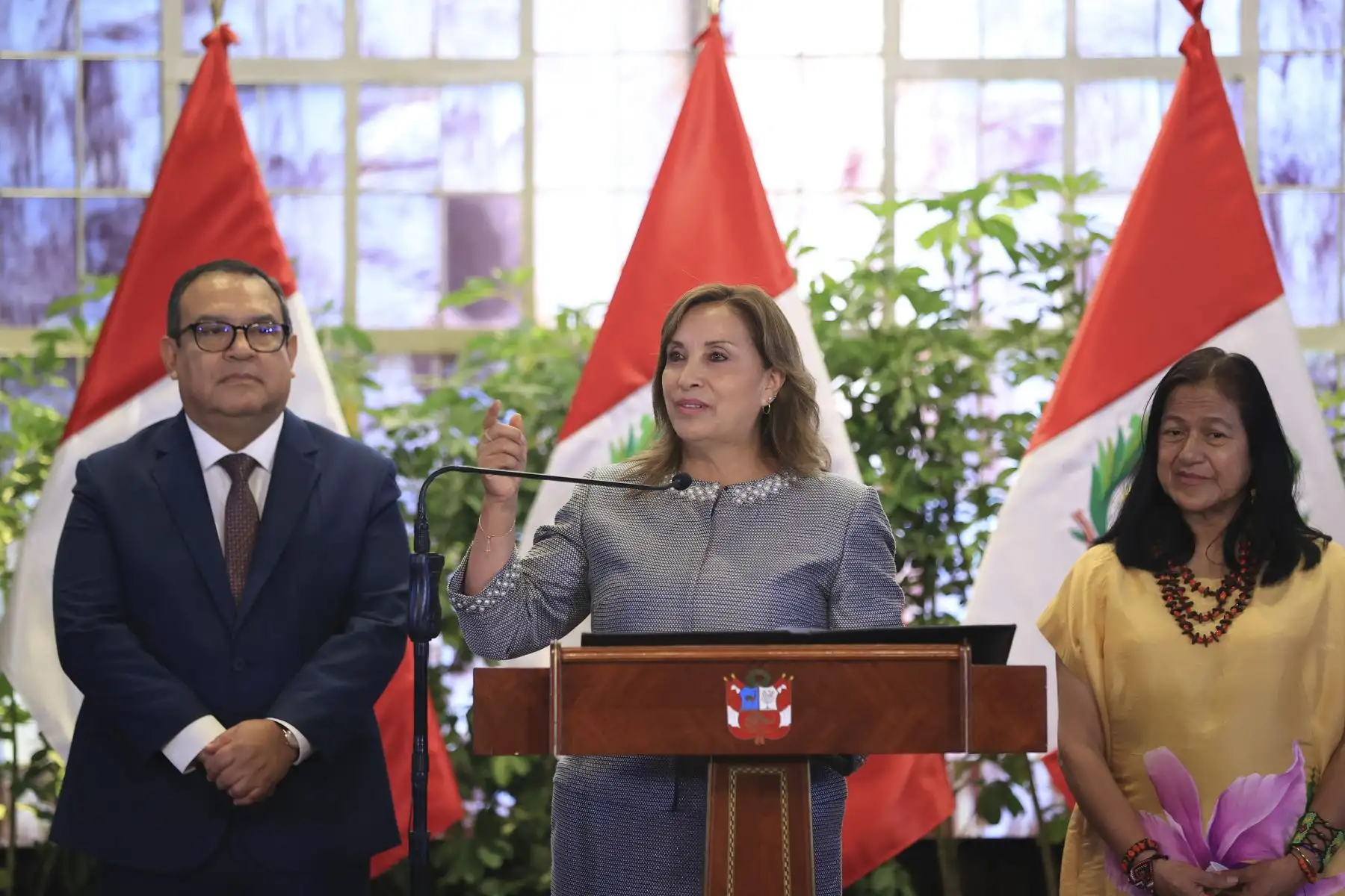 Presidenta Dina Boluarte participó en la ceremonia de entrega del Premio Nacional Ambiental Antonio Brack Egg - Edición 2023.
Foto: ANDIN/ Prensa Presidencia