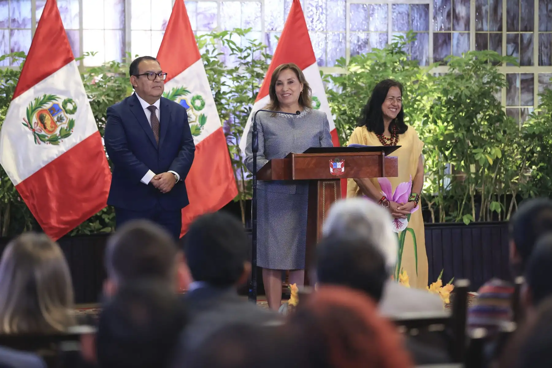 Presidenta Dina Boluarte participó en la ceremonia de entrega del Premio Nacional Ambiental Antonio Brack Egg - Edición 2023.
Foto: ANDIN/ Prensa Presidencia