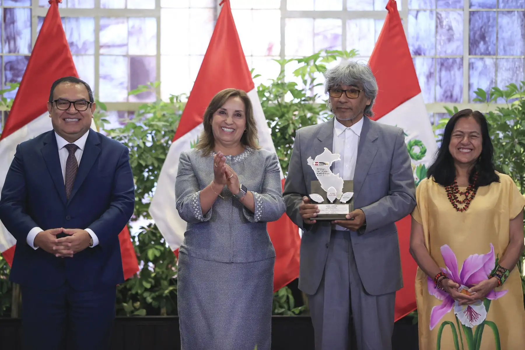 Presidenta Dina Boluarte participó en la ceremonia de entrega del Premio Nacional Ambiental Antonio Brack Egg - Edición 2023.
Foto: ANDIN/ Prensa Presidencia