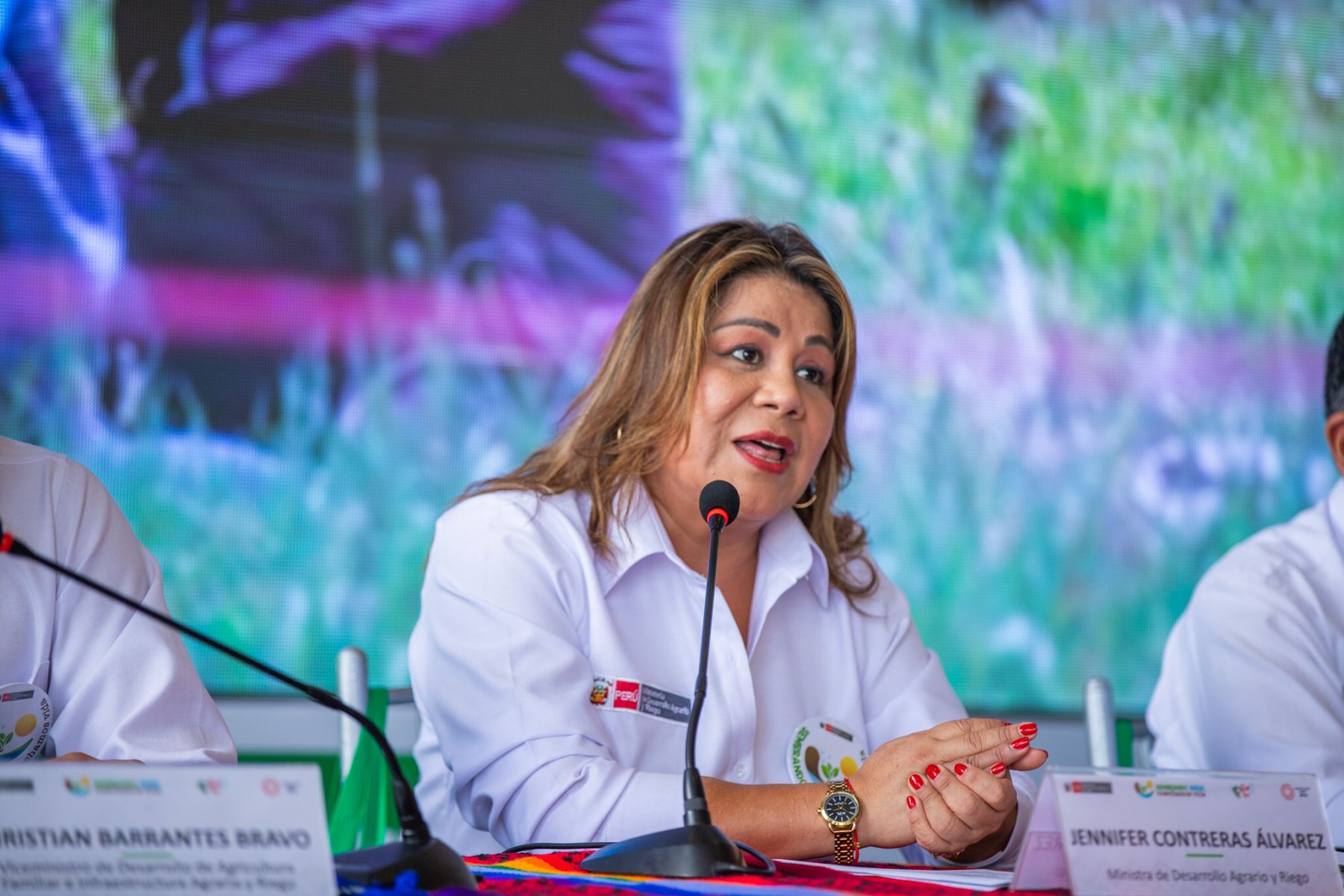 Ministra de Desarrollo Agrario y Riego, Jennifer Contreras. Cortesía