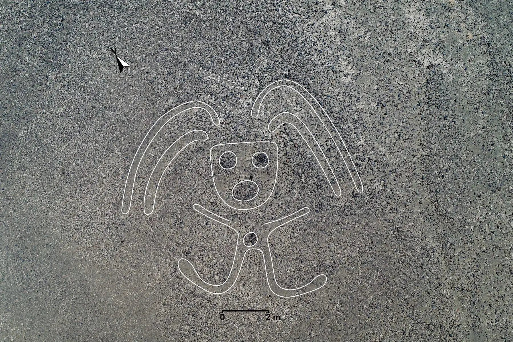Se identificaron 168 nuevos geoglifos, los cuales datan de entre el año 100 a. C. y el 300 d. C, que corresponden a la transición de Nasca inicial a Nasca temprano y el hallazgo se logró luego de tomar fotografías aéreas de alta resolución. Los geoglifos hallados son de figuras humanas y de animales, como orcas, felinos, aves, camélidos y serpientes.
Foto: Universidad de Yamagata/Japón