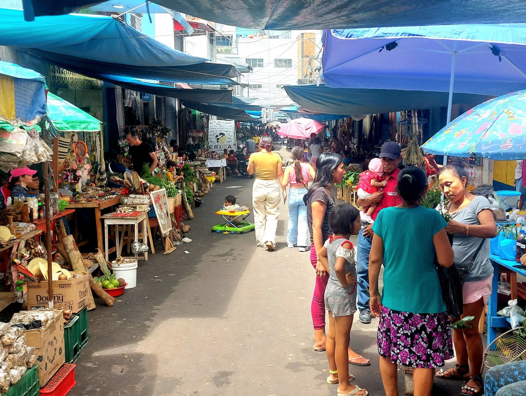 El pasaje Paquito, ubicado cerca del mercado de Belén, es el lugar tradicional de Iquitos donde encuentras todo para las cábalas y rituales para recibir de la mejor manera el 2024. Foto: Elvis Noronha