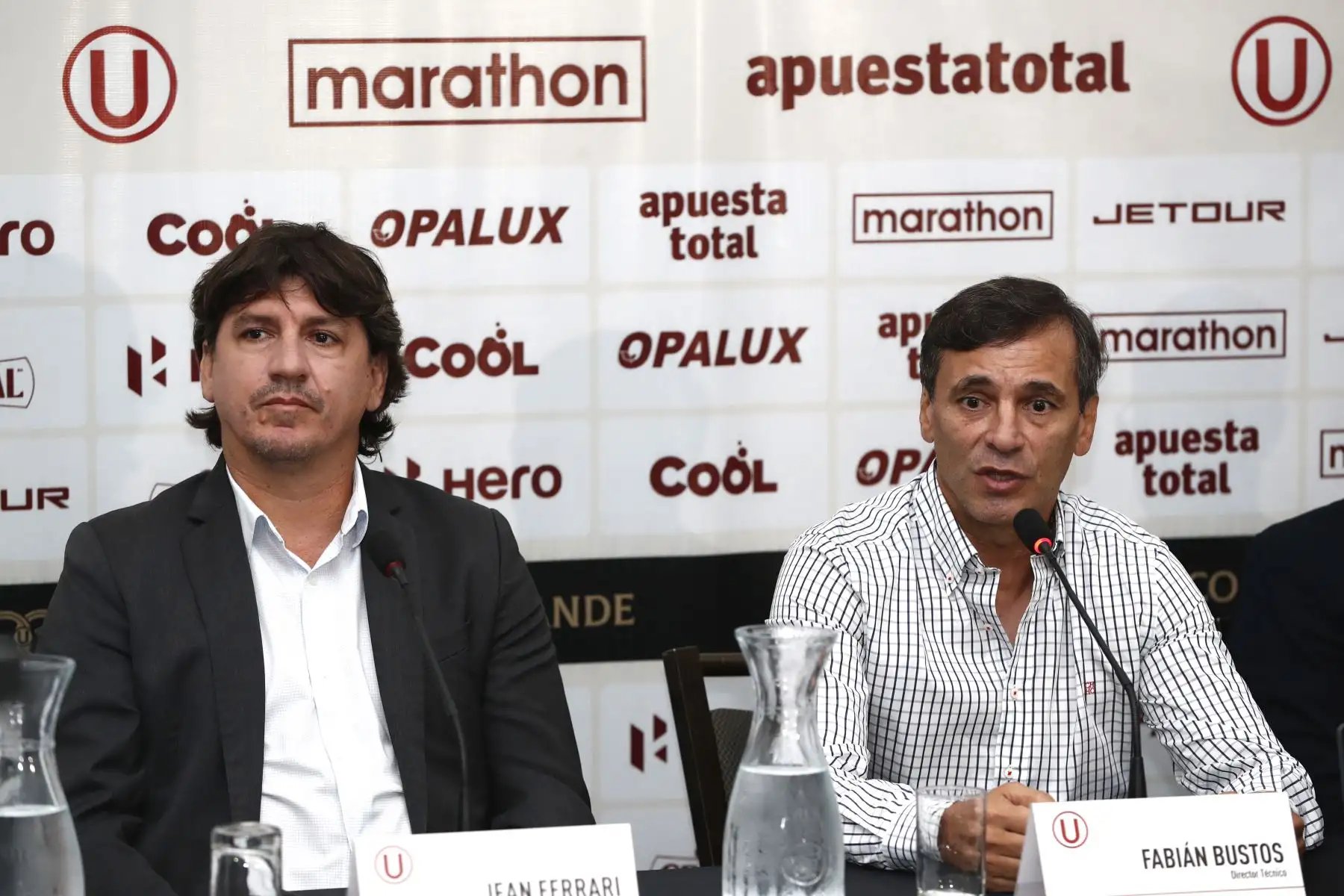 Jean Ferrari, administrador del club Universitario de Deportes, participó en la conferencia de prensa en la que se presentó al nuevo comando técnico del equipo titular, liderado por el exfutbolista y entrenador argentino Fabián Bustos. Foto: ANDINA/Daniel Bracamonte