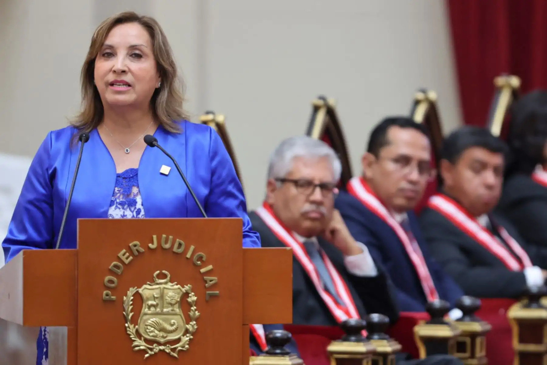 La presidenta de la república, Dina Boluarte, participa en la ceremonia de inauguración del Año Judicial 2024.  Foto: ANDINA/ Juan Carlos Guzmán