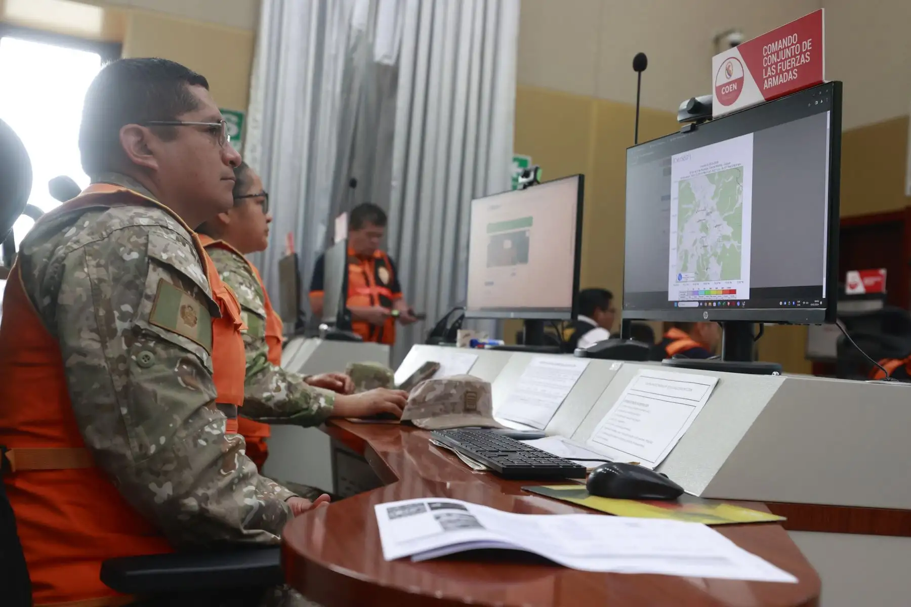 Centro de Operaciones de Emergencia Nacional (COEN), con la finalidad de informar sobre la situación de las lluvias estacionales y los peligros asociados al fenómeno El Niño. Foto: ANDINA/ Vidal Tarqui