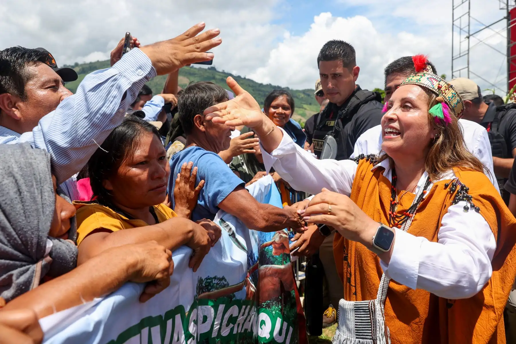 La presidenta de la república, Dina Boluarte, participó en la ceremonia de presentación de resultados del programa Llamkasun Perú en el distrito de Pichanaqui, en la región Junín
Foto: ANDINA/Prensa Presidencia