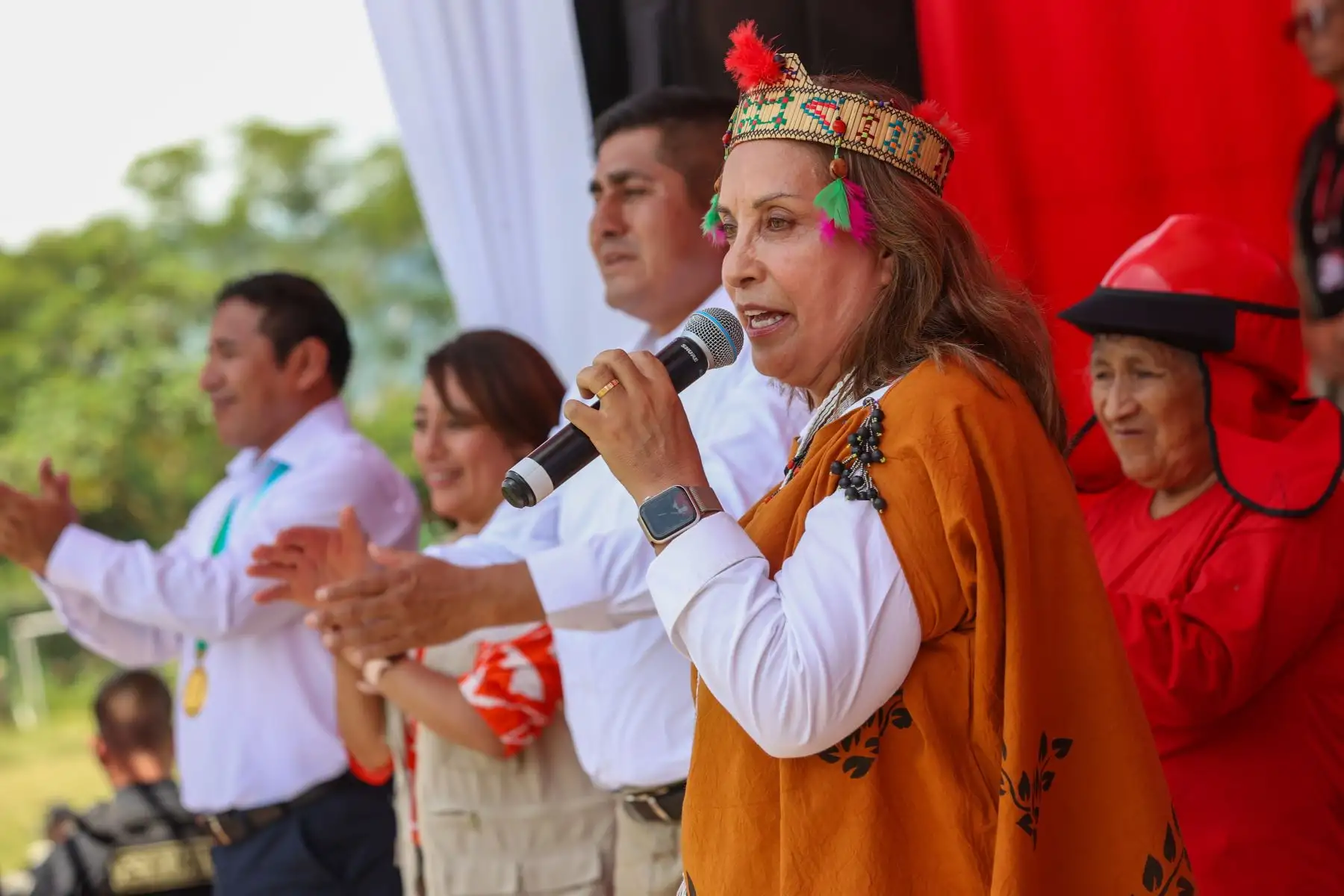 La presidenta de la república, Dina Boluarte, participó en la ceremonia de presentación de resultados del programa Llamkasun Perú en el distrito de Pichanaqui, en la región Junín
Foto: ANDINA/Prensa Presidencia