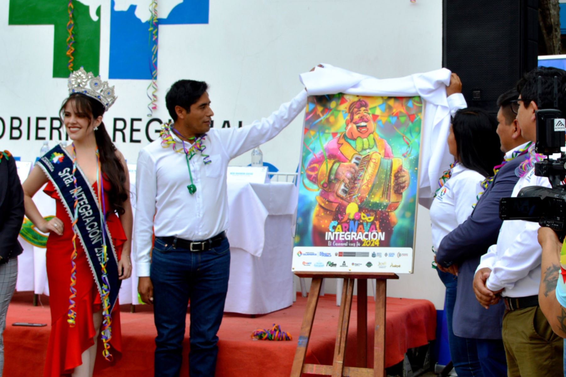 En la sede del Gobierno Regional de Cajamarca se presentó el afiche y videoclip de la edición del 2024 de la fiesta popular. Foto: ANDINA/Cortesía Eduard Lozano