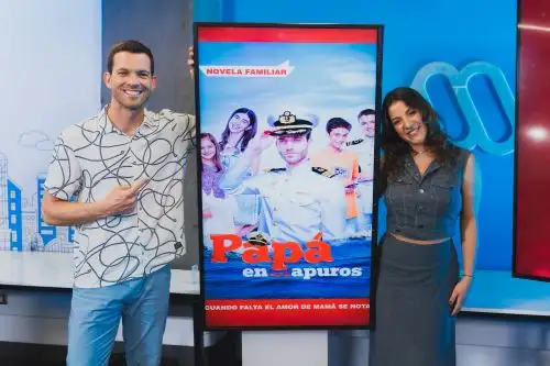 Los protagonistas de la telenovela "Papá en Apuros" visitaron Chile para su lanzamiento.