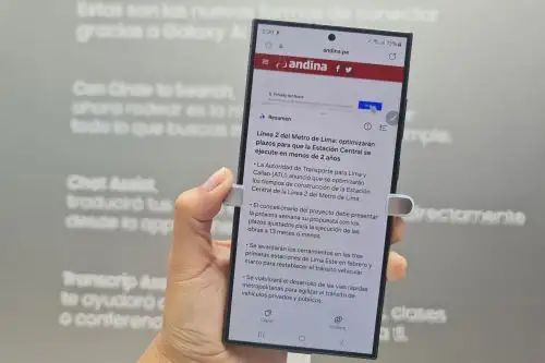 El Galaxy S24 Ultra tiene una herramienta de IA para realizar resúmenes de contenido, por ejemplo, una noticia de Andina.pe.