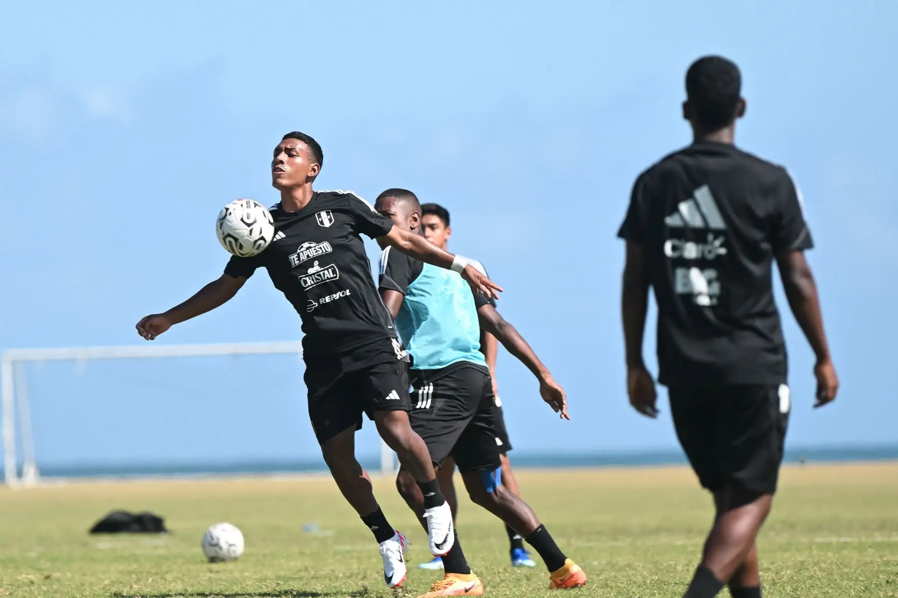 Entrenamiento de la LaBicolor Sub 23 en territorio venezolano. Este jueves la selección dirigida por Chemo del Solar realizó su segunda práctica en la ciudad de Valencia con miras al debut ante Chile que está programado para el domingo 21 de enero a las 15:00 horas (hora peruana) en el estadio Misael Delgado.
Foto: FPF