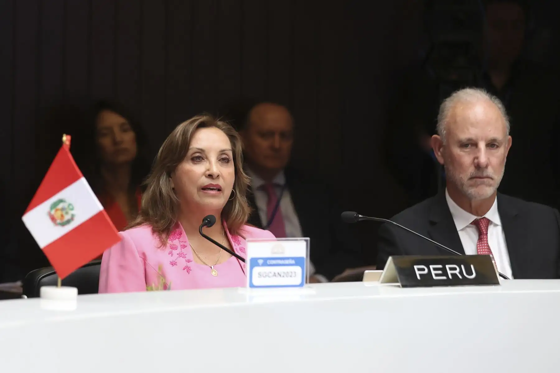 Presidenta Dina Boluarte participa en la XXIV reunión extraordinaria del Consejo Andino de Ministros de Relaciones Exteriores junto a los ministros y autoridades a cargo de la seguridad interna. Foto: Prensa Presidencia