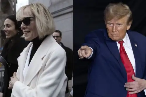 Escritora E. Jean Carroll y expresidente Donald Trump. Fotos: EFE.
