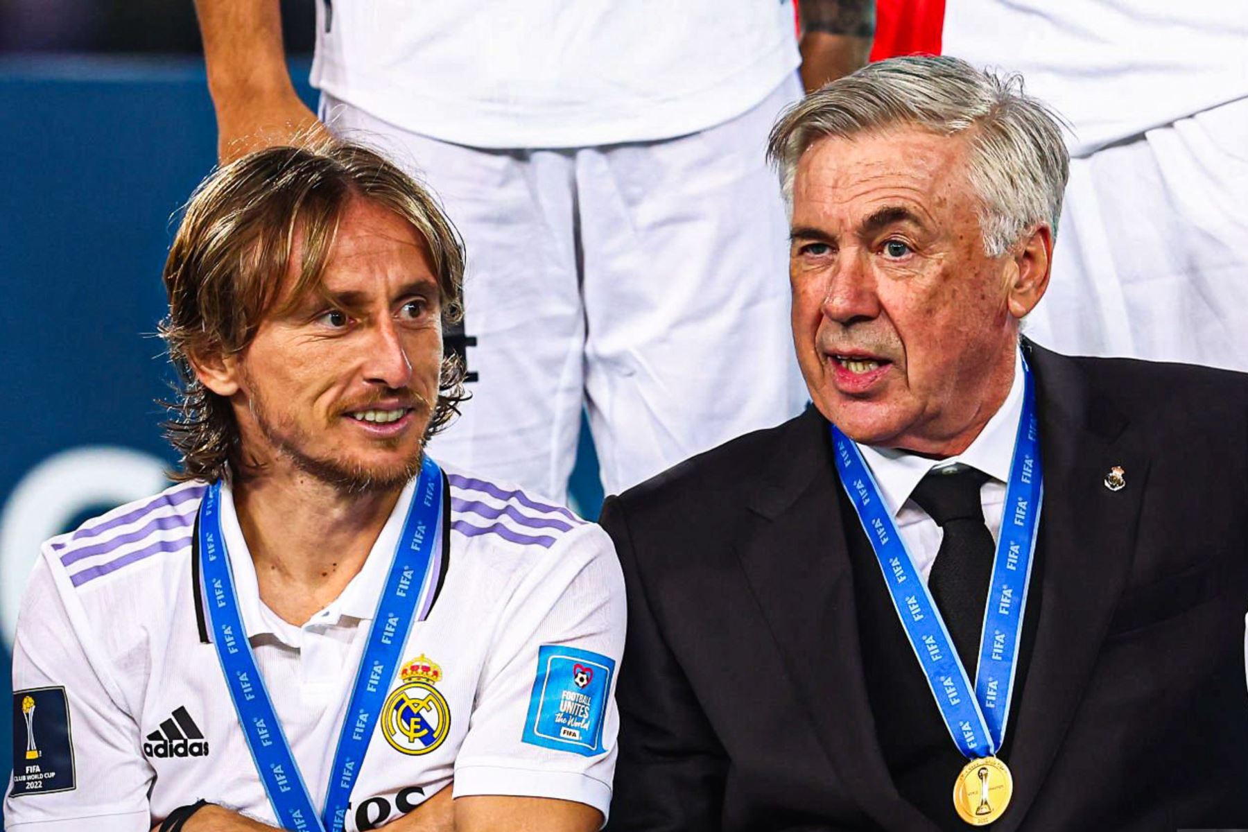 Luka Modric y Carlo Ancelotti